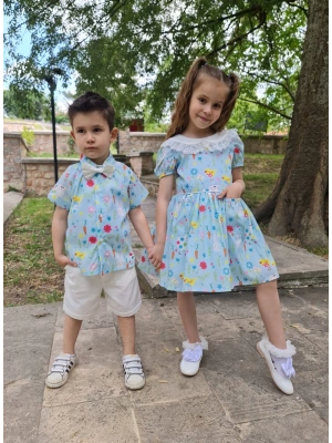 Erkek Çocuk Şortlu Papyon Gömlek Takım