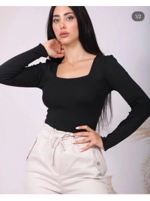 Kare Yaka Uzun Kollu Mikro Fitilli Body