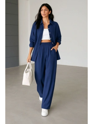 Müslin Gömlek Pantolon Takım Lacivert