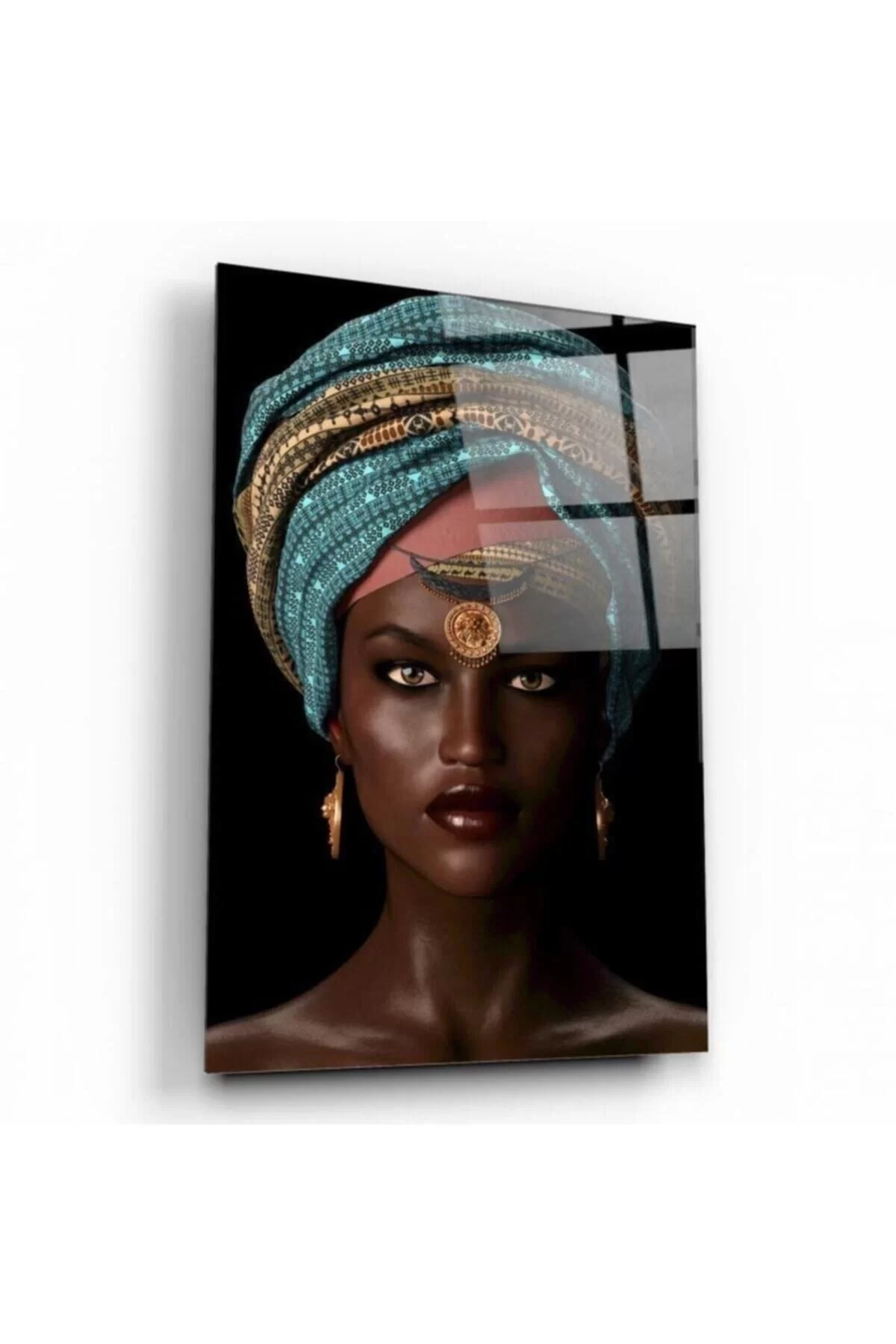 African Woman Glass Painting