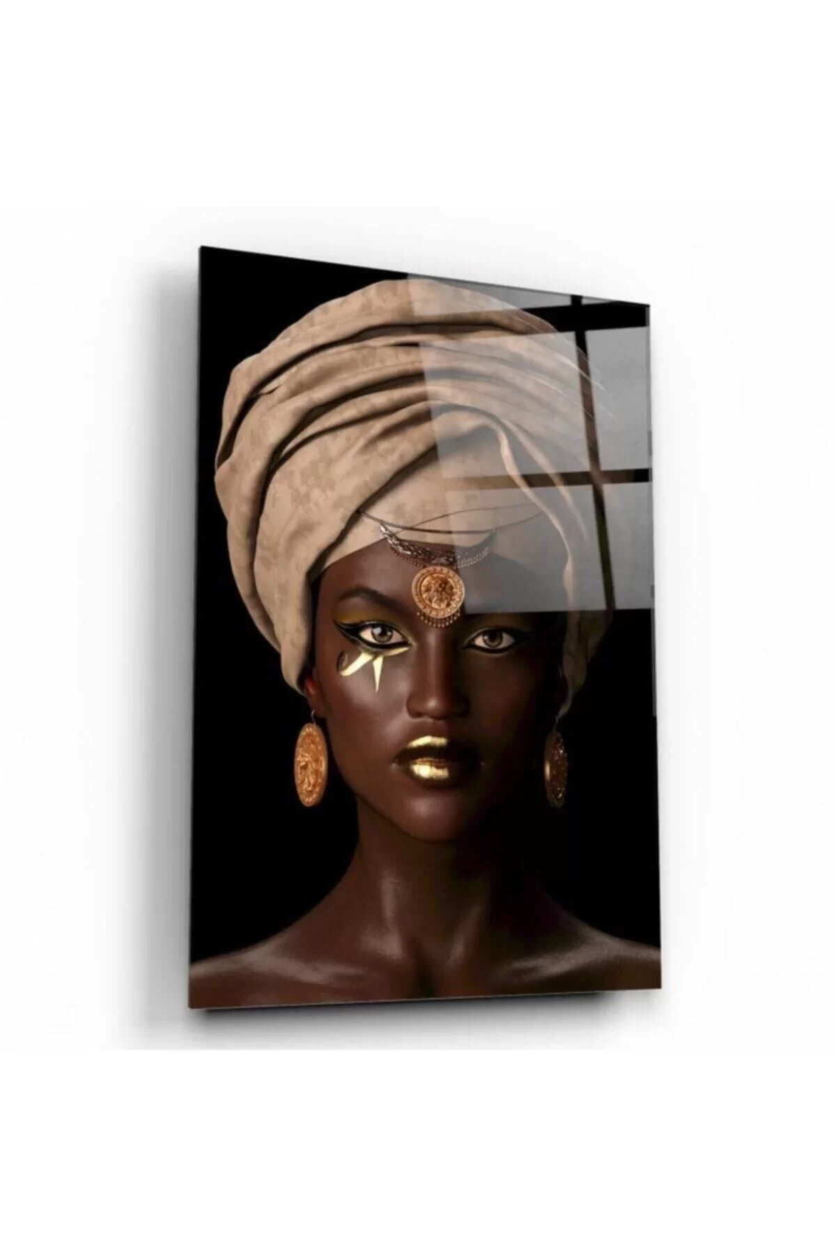 African Woman Glass Painting