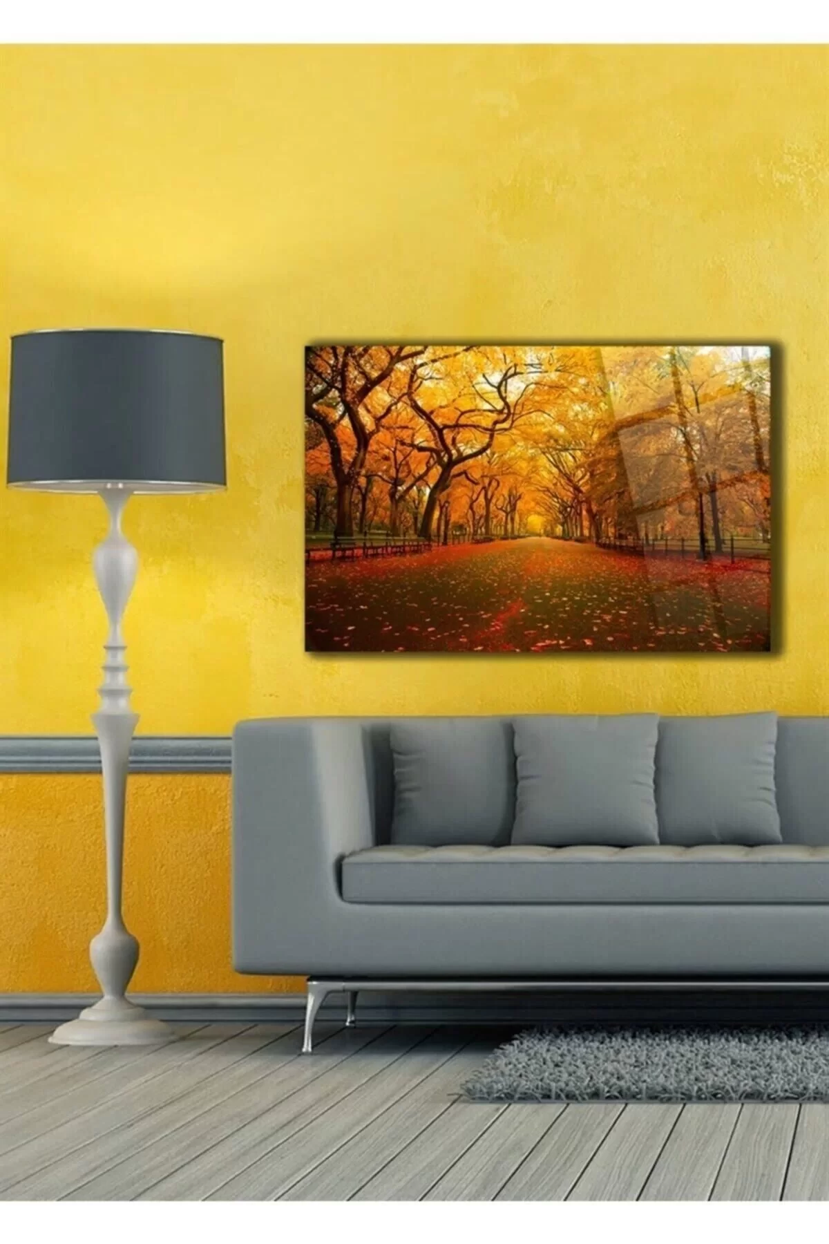 Road with Trees Glass Painting Wall Decoration