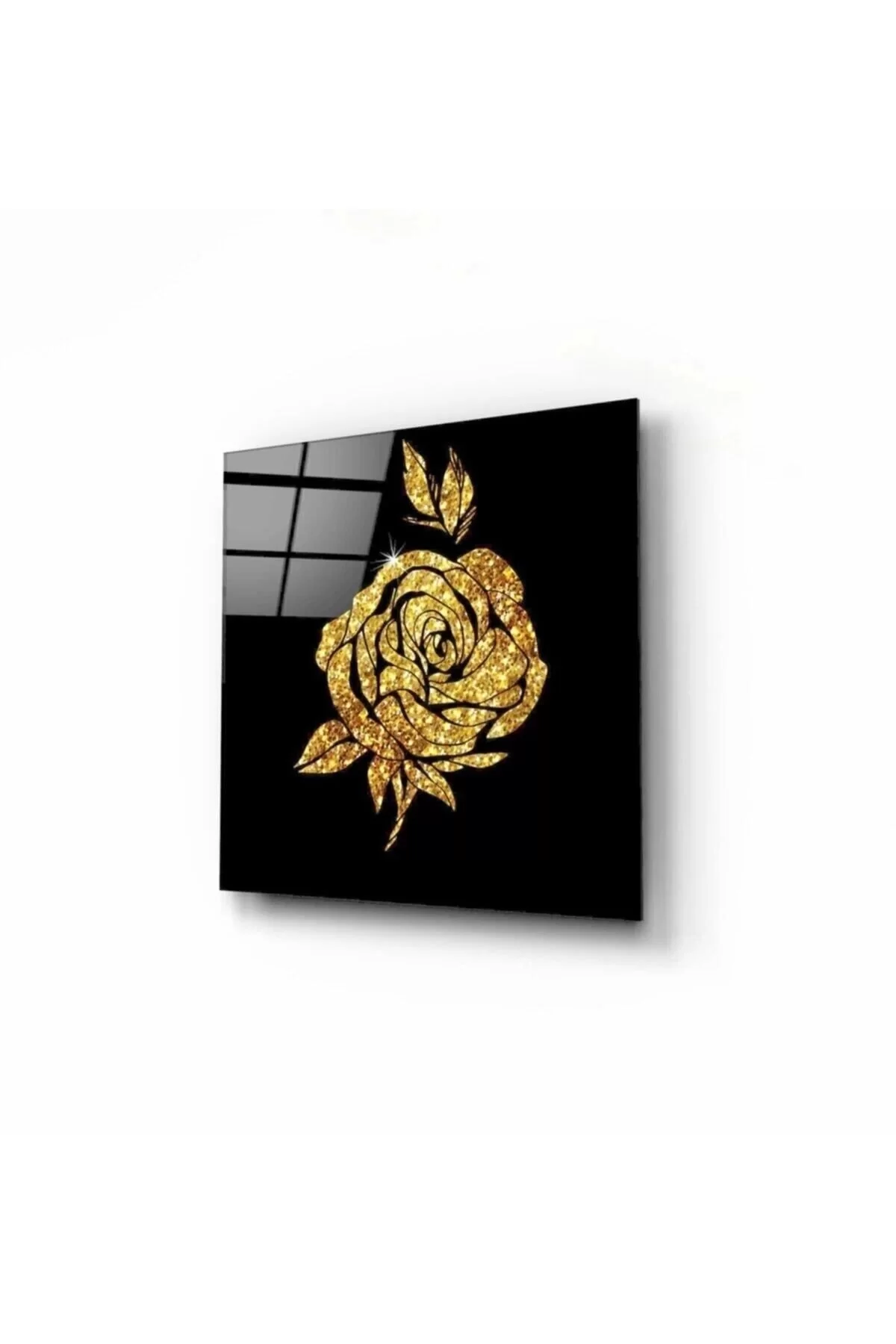 Golden Rose Glass Painting 50x50 Cm