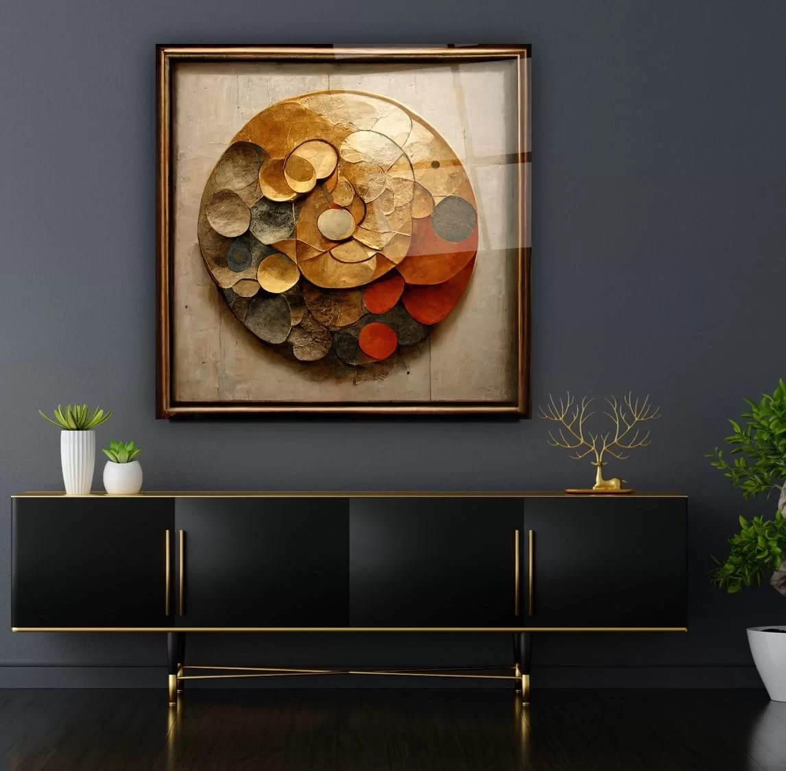 Gold Silver Copper Artistic Glass Painting