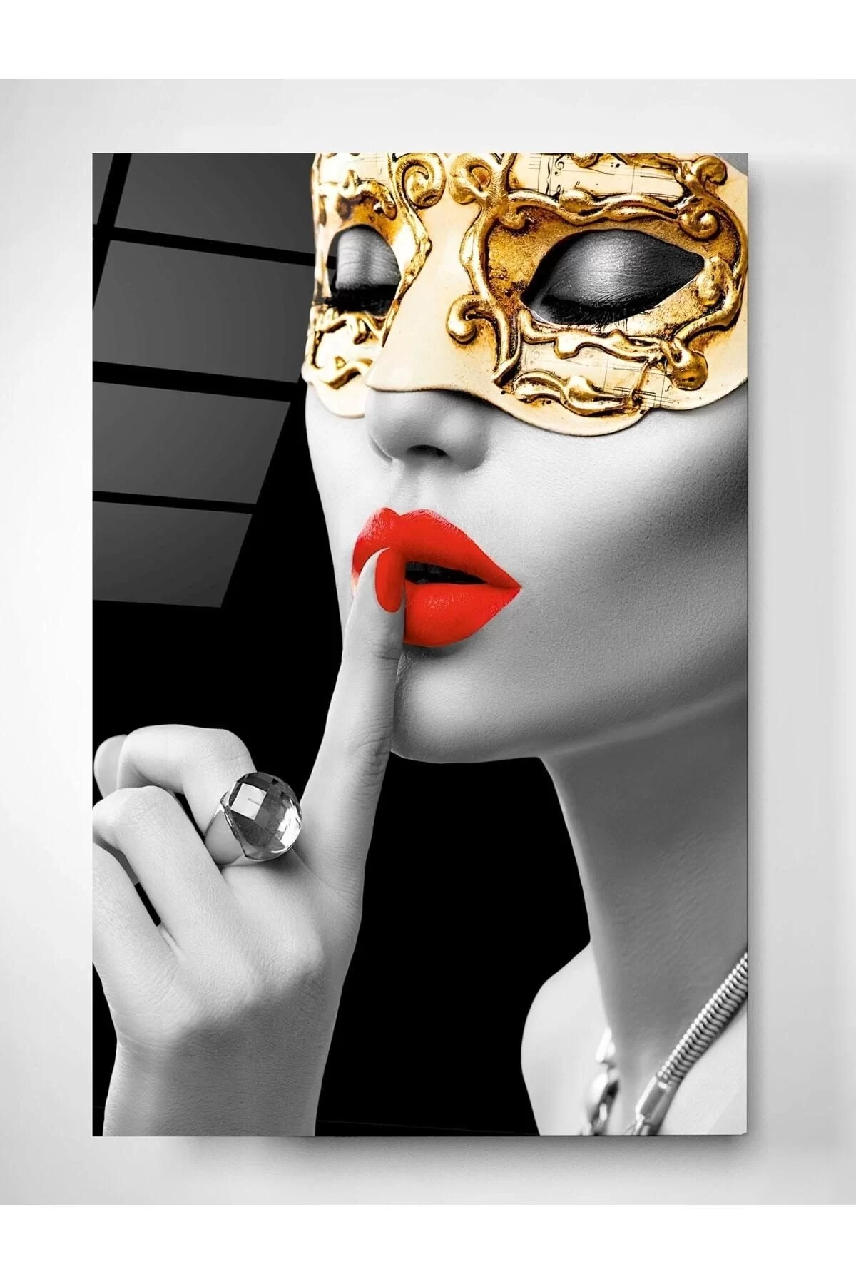 Woman with Golden Mask Glass Painting