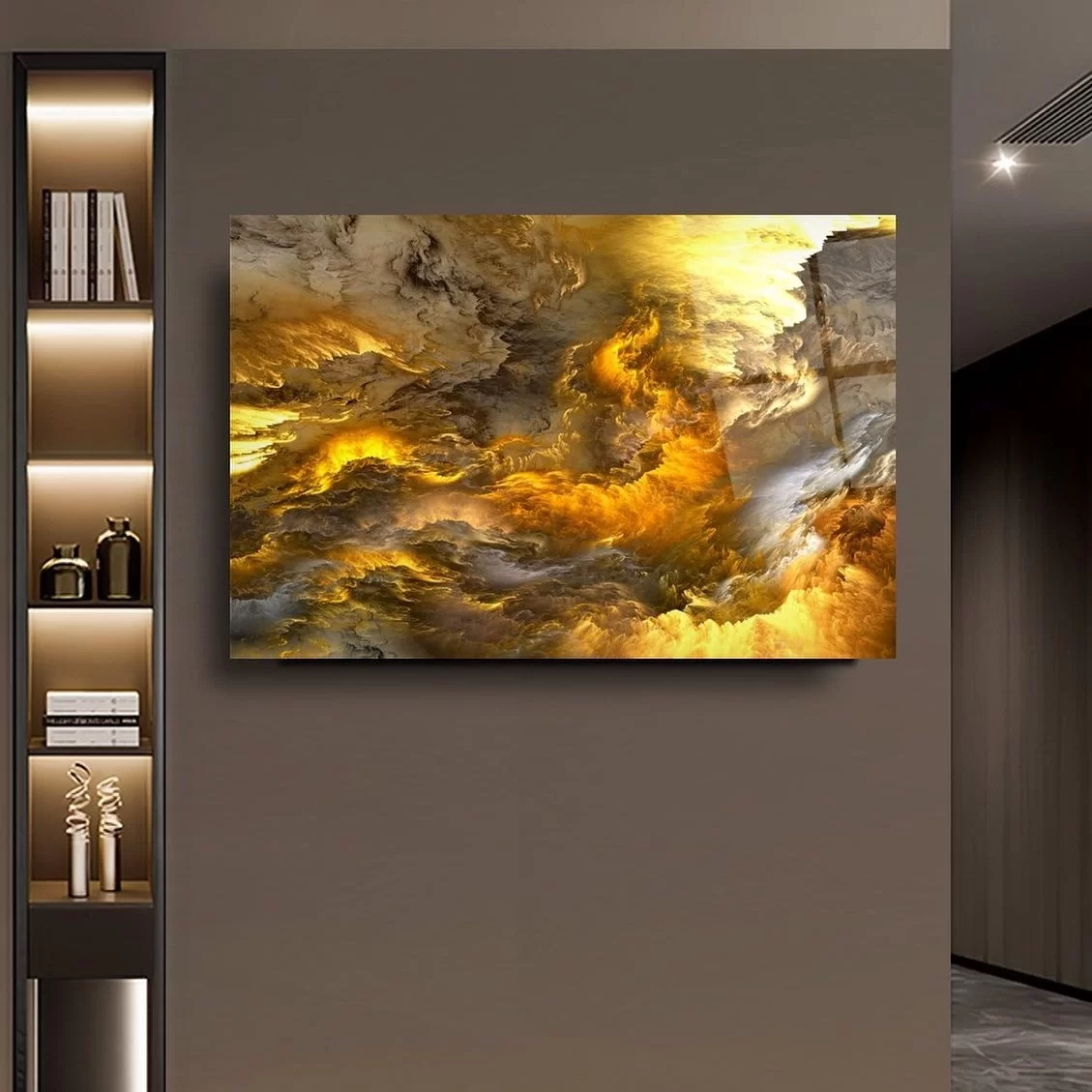 Golden Rivers Artistic Glass Painting