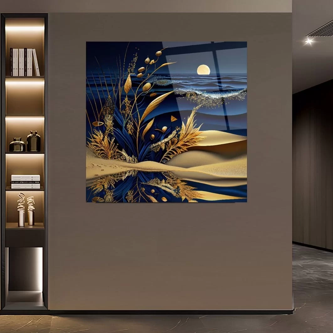 Gold Leaf Sea Artistic Glass Painting