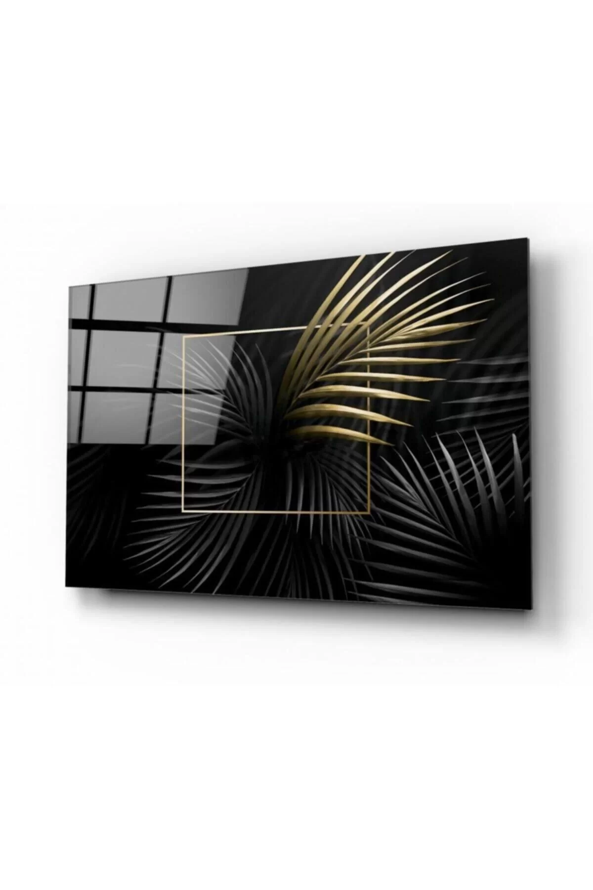 Golden Leaves Glass Painting