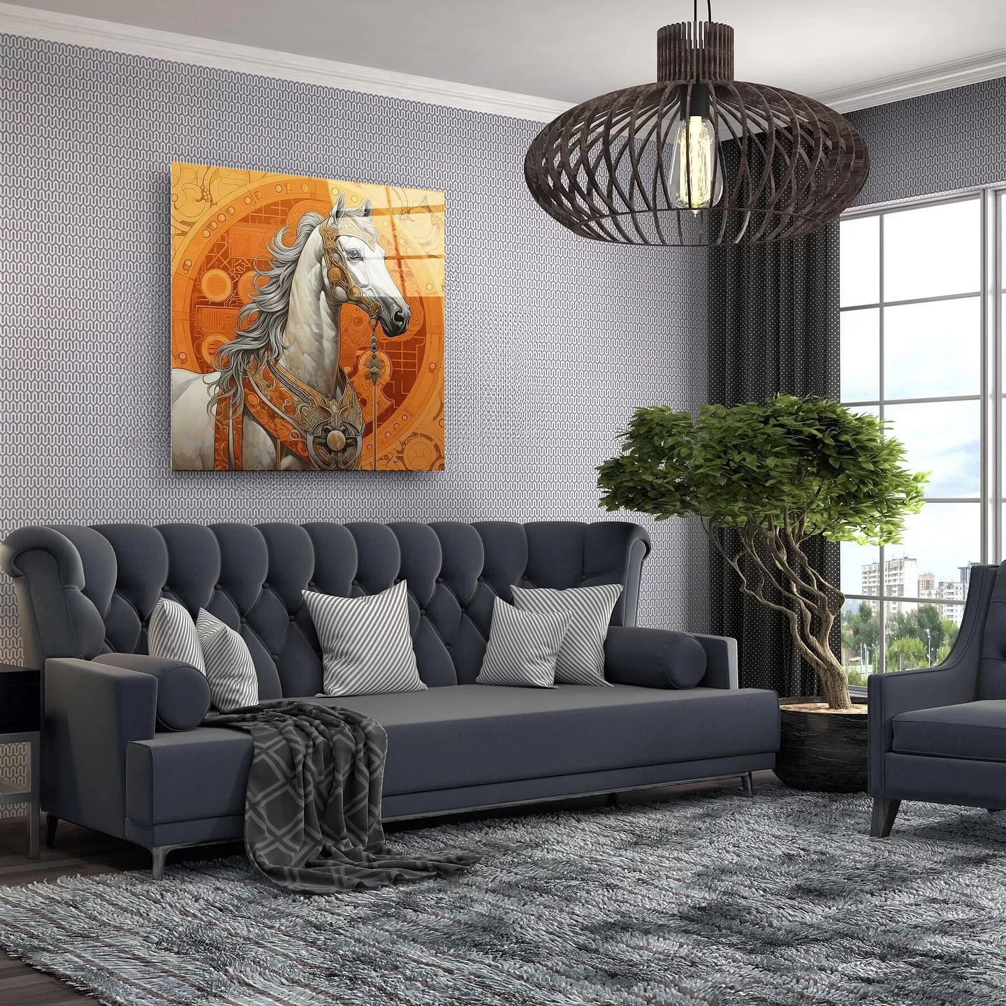 Noble Horse Glass Painting