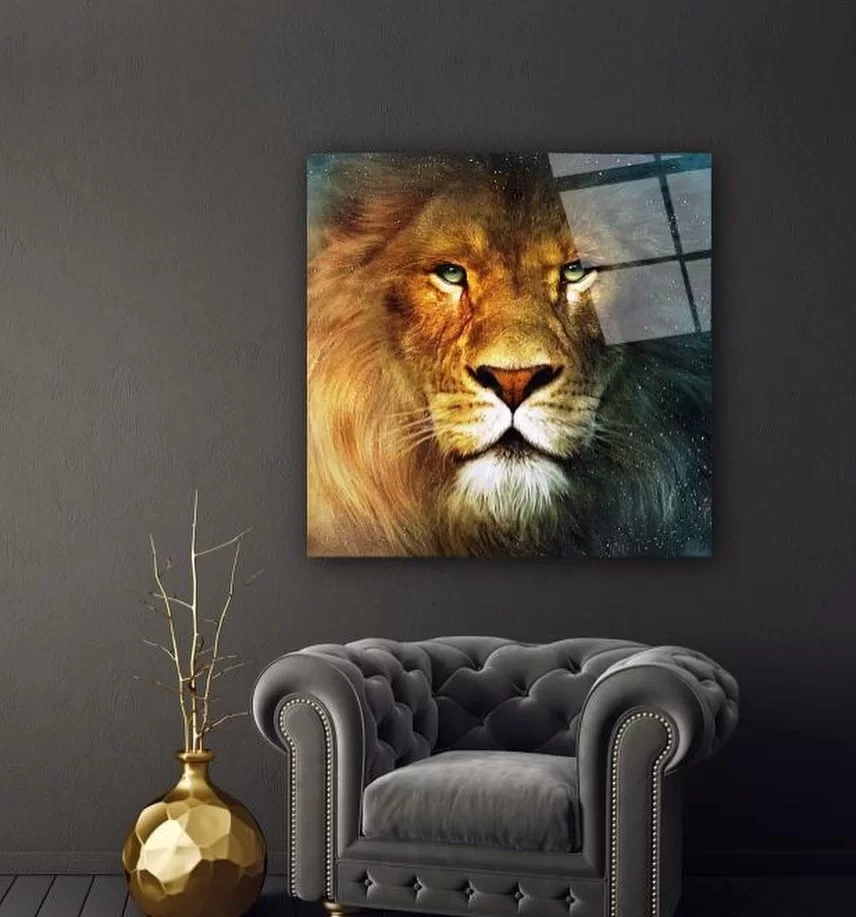 Lion Glass Painting