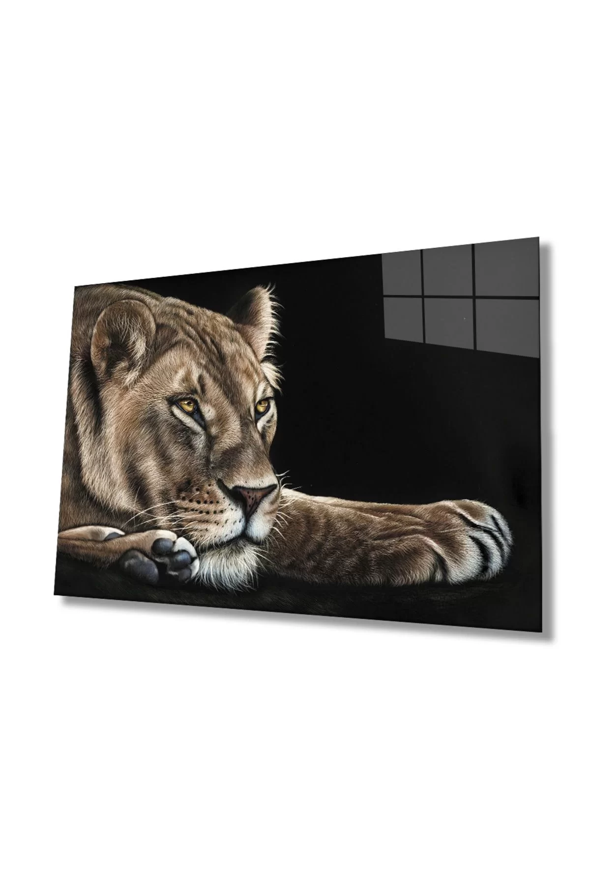 Lion Animal Glass Painting 4mm Durable Tempered Glass