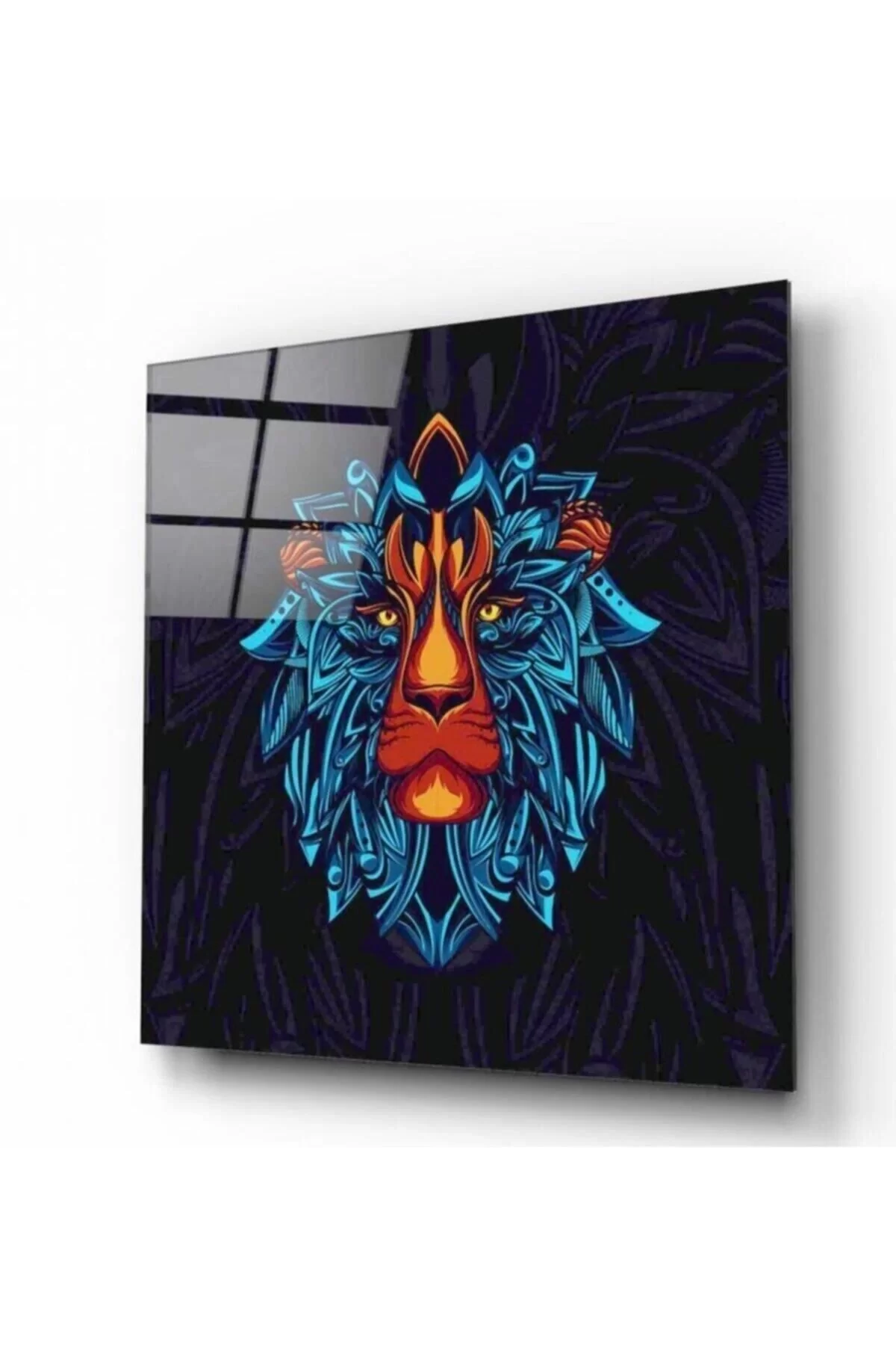 Lion Motif Glass Painting