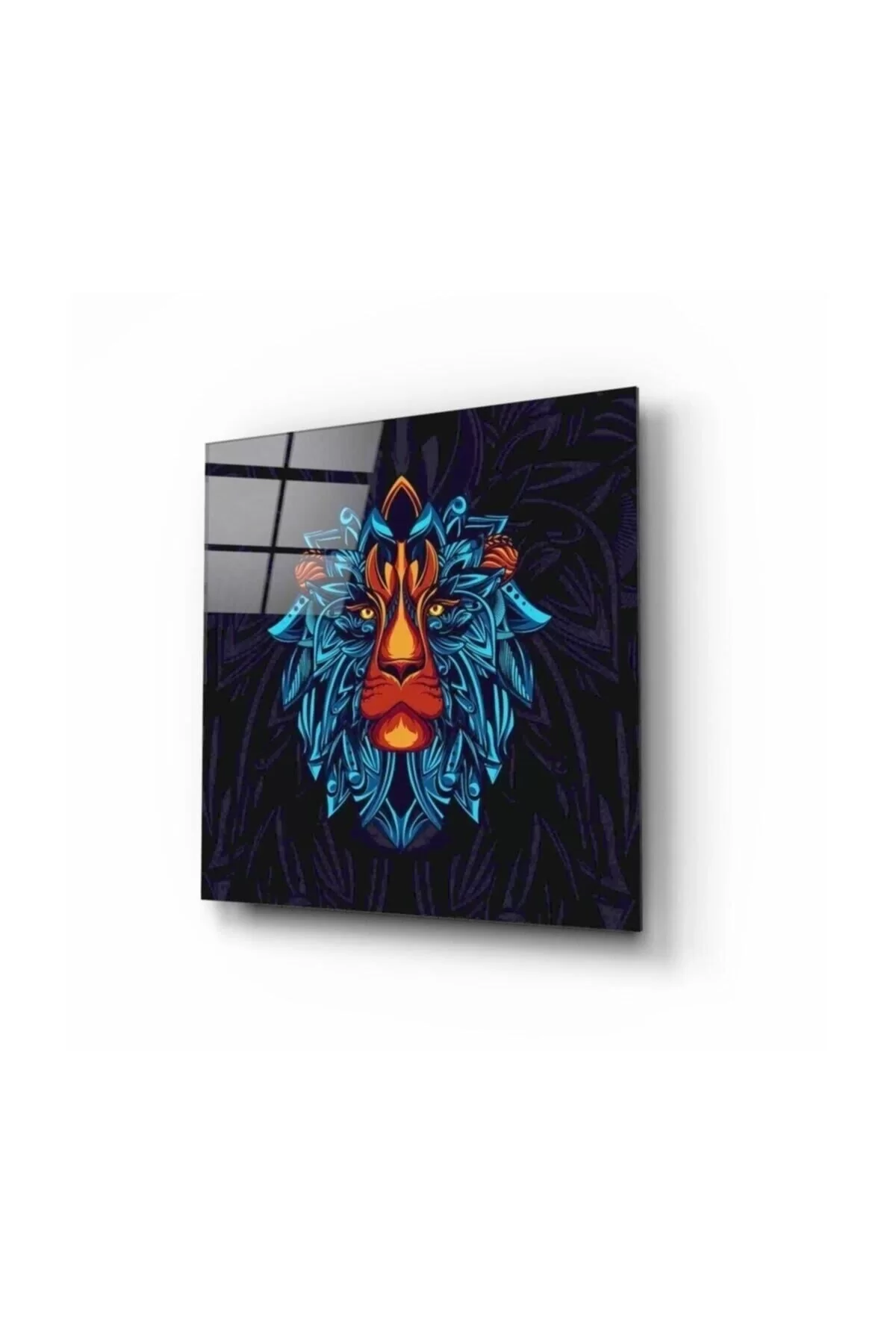 Lion Portrait Glass Painting 50x50 Cm