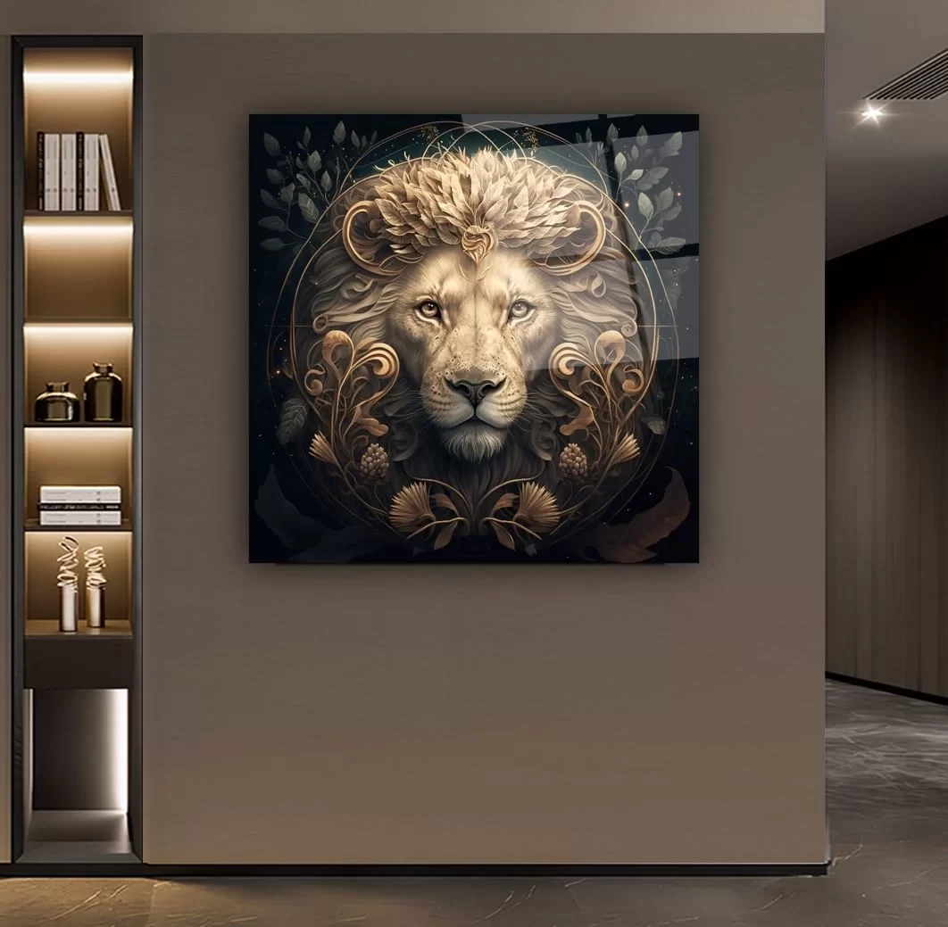 Lion Artistic Glass Painting