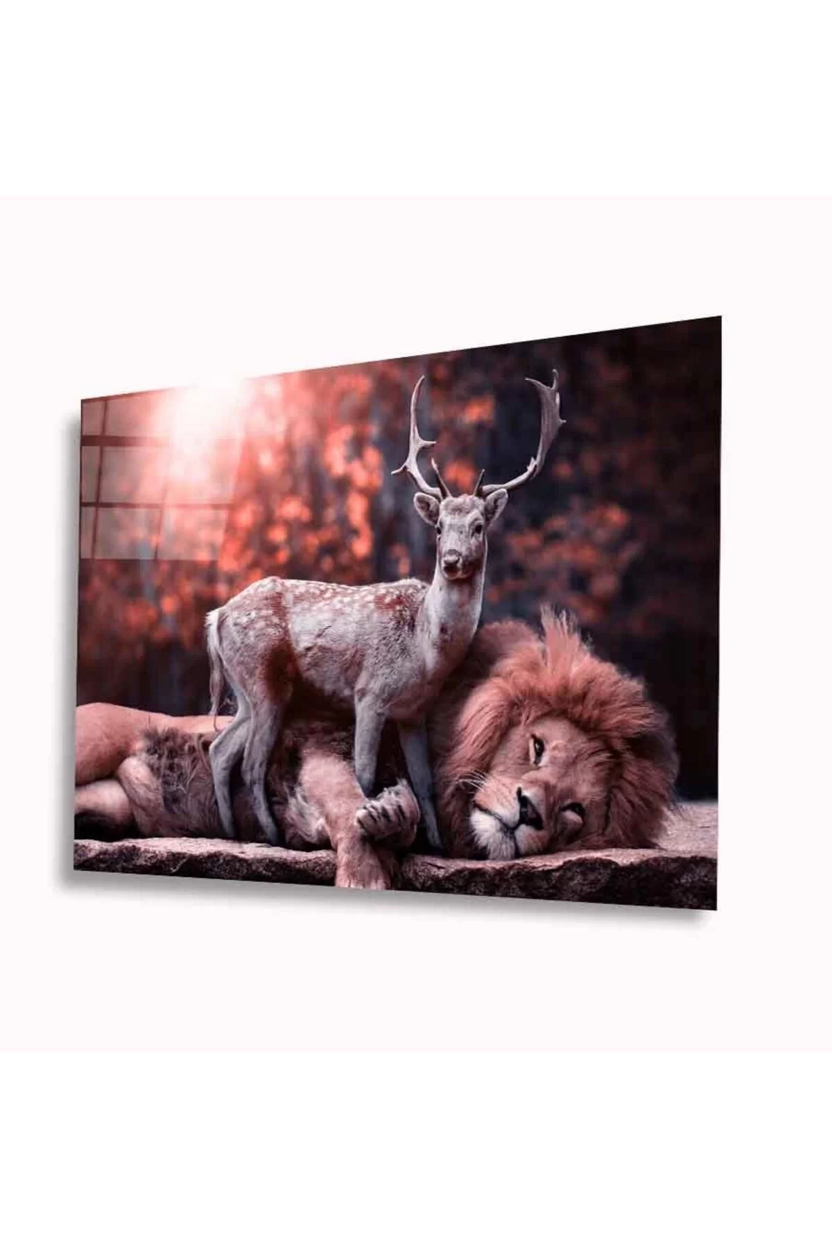 Lion And Deer Glass Painting 4mm Durable Tempered Glass