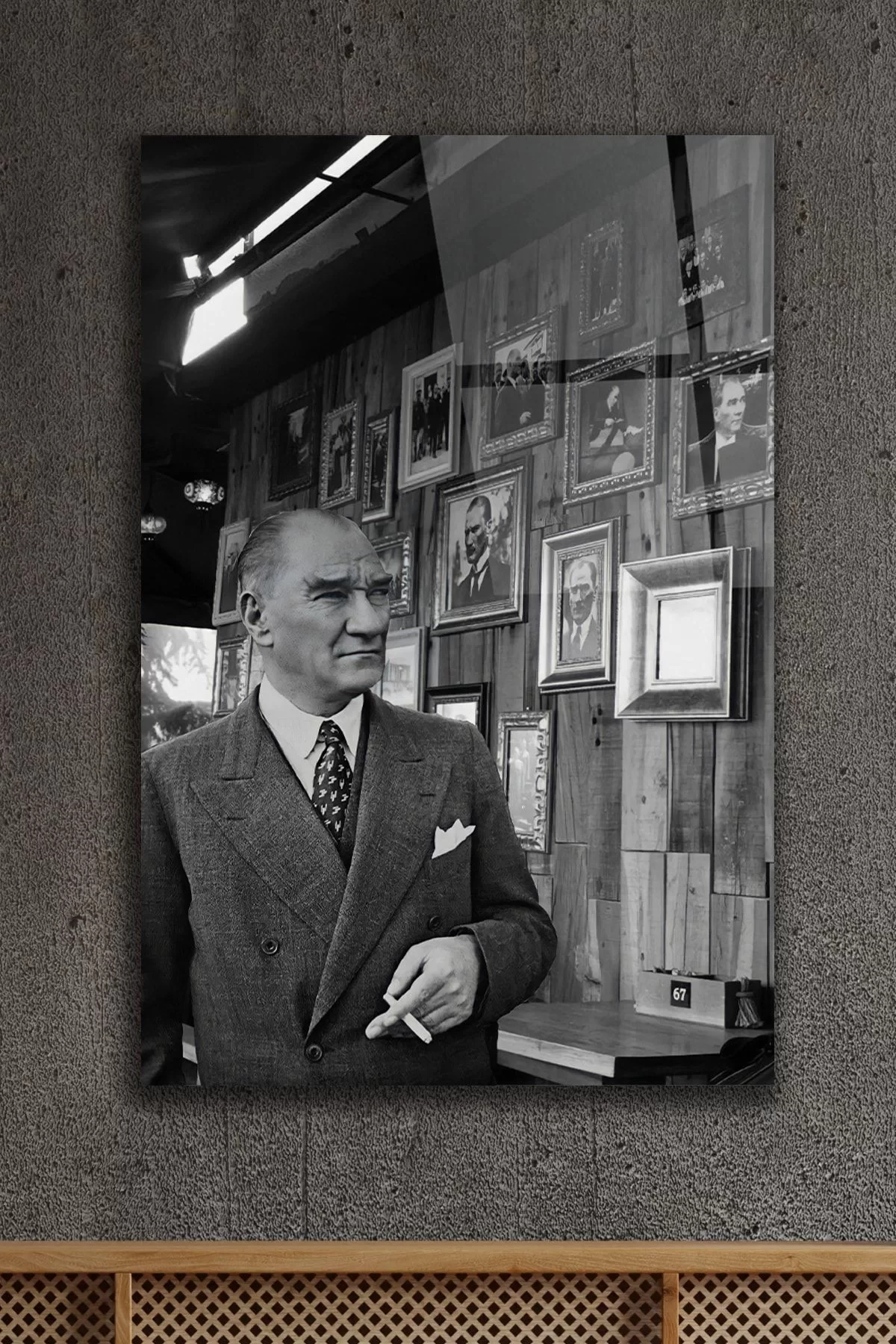 Atatürk Portrait Mustafa Kemal Atatürk Rectangular Decorative Glass Painting