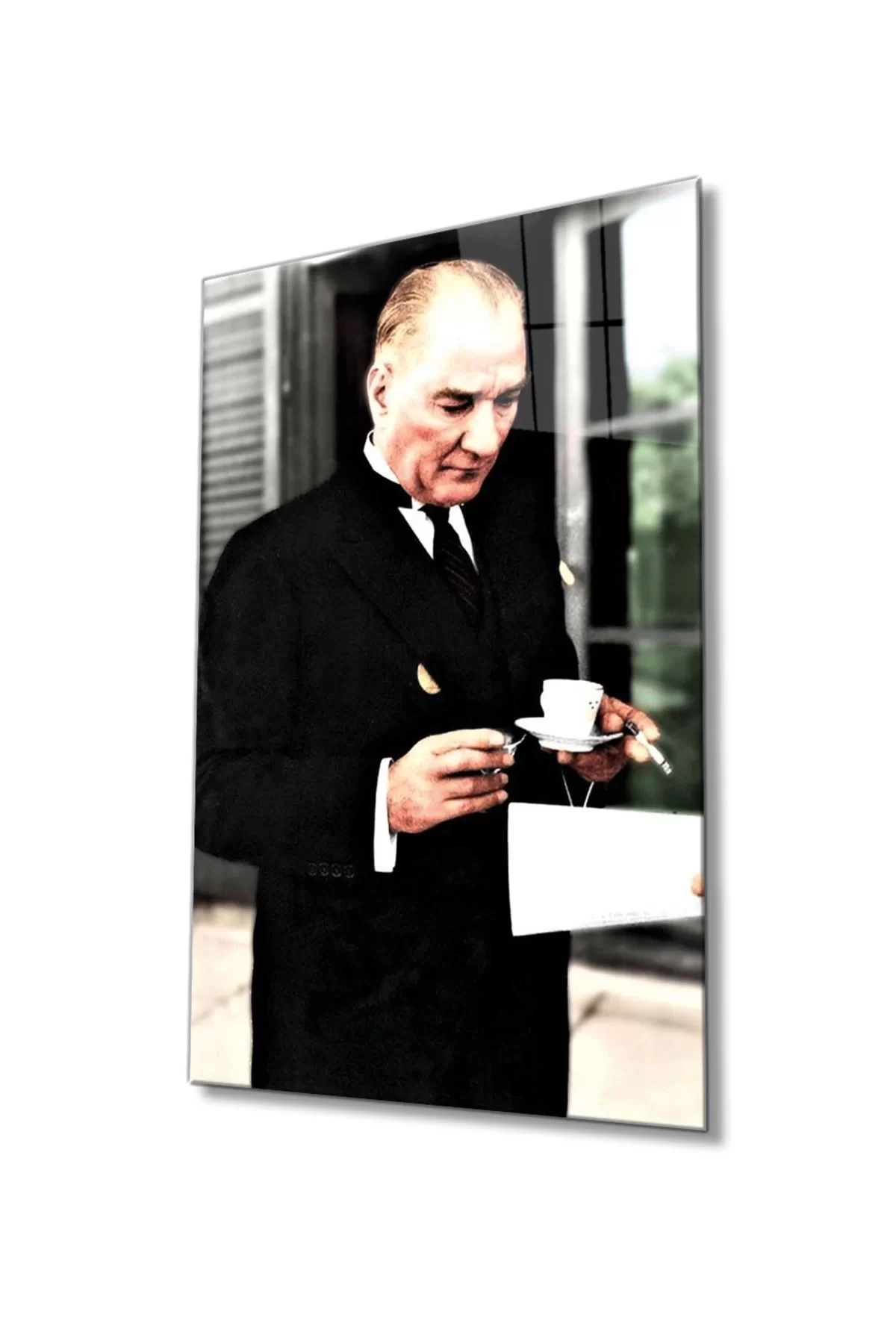 Ataturk Portrait Glass Painting, Home And Office Wall Decoration,