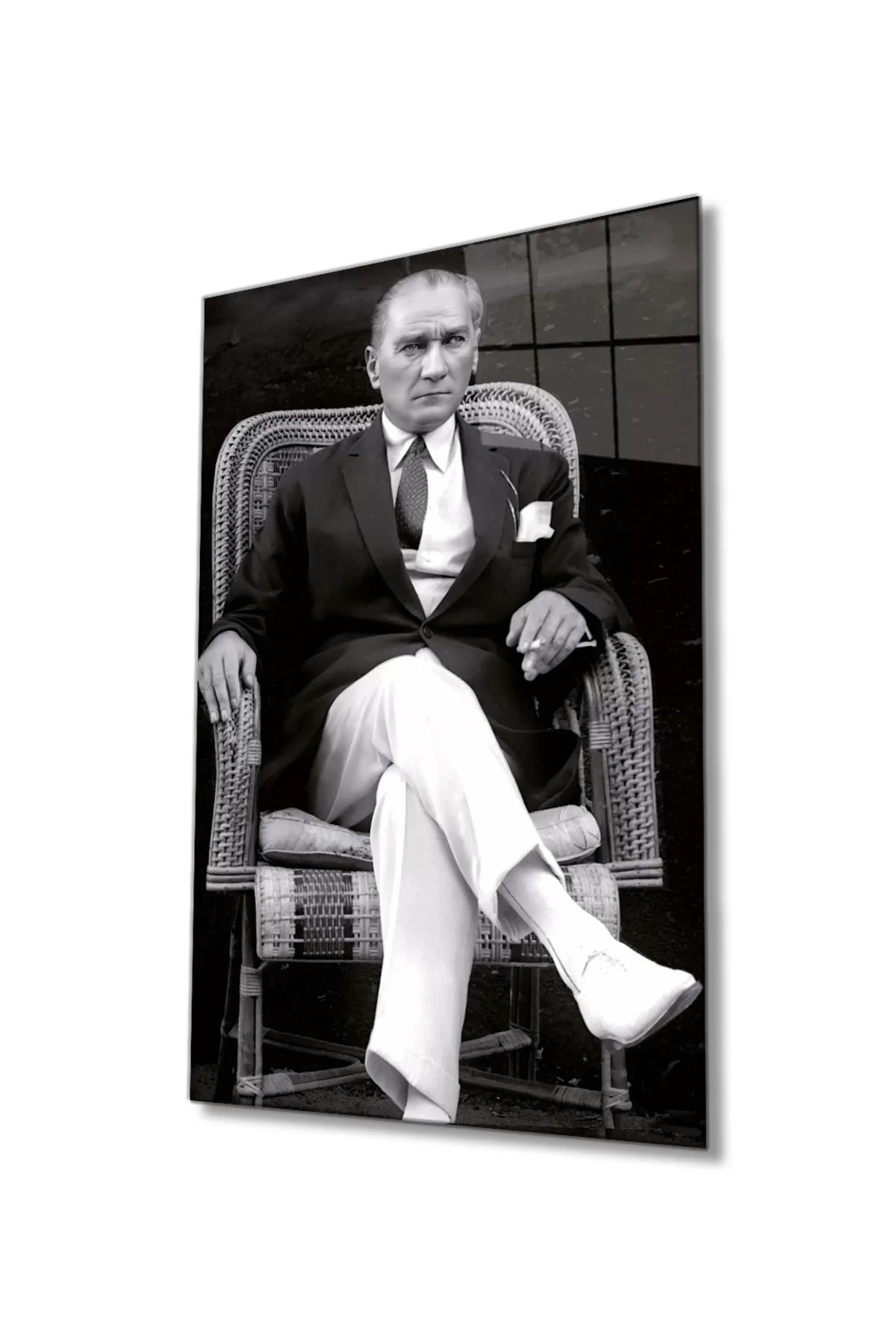 Ataturk Portrait Glass Painting, Home And Office Wall Decoration, Large Tempered 4 Mm Glass Painting