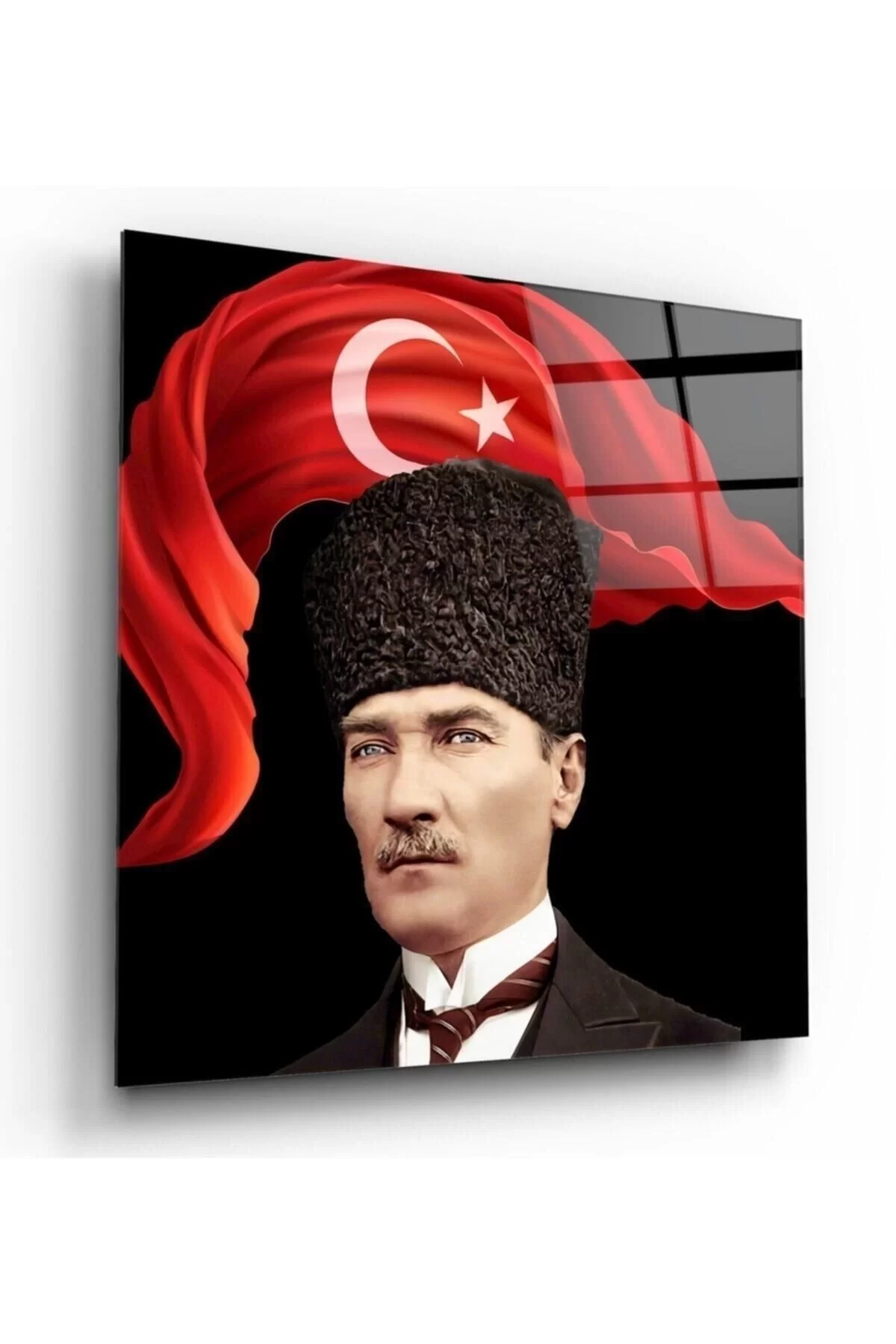 Ataturk and Flag Glass Painting