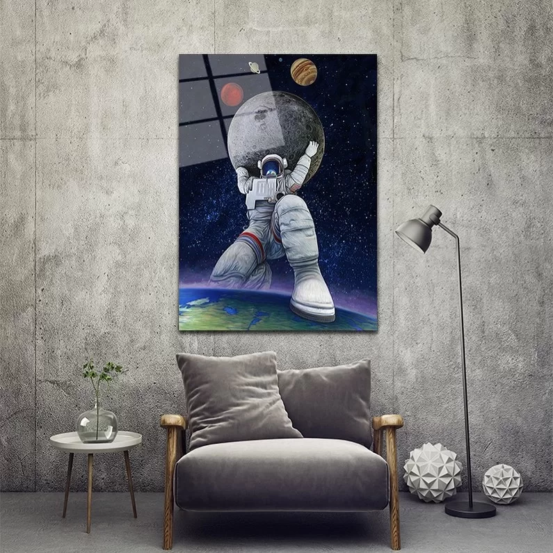 Moon-Bagging Space Themed Glass Painting