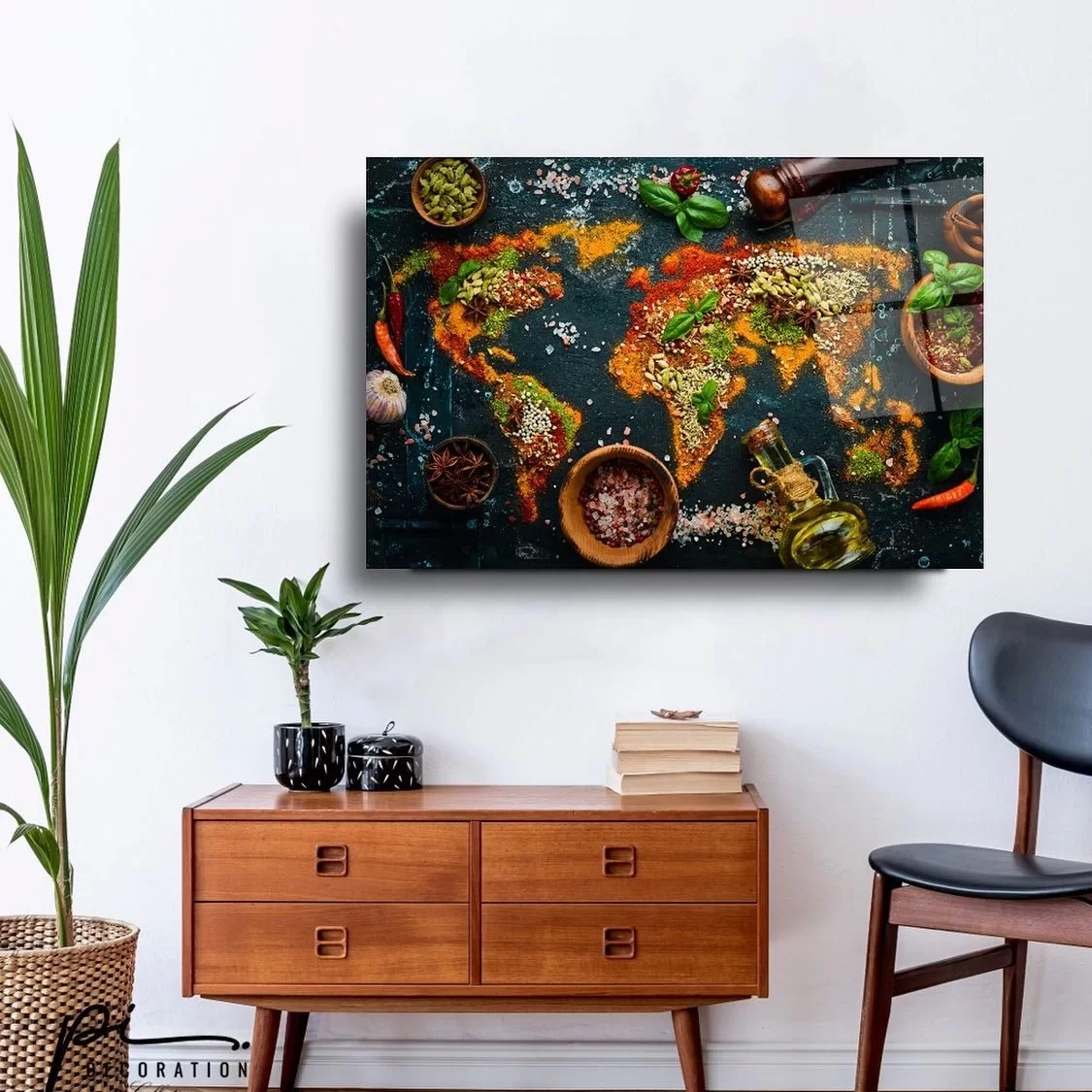 Spices and Olive Oil Kitchen Artistic Glass Painting