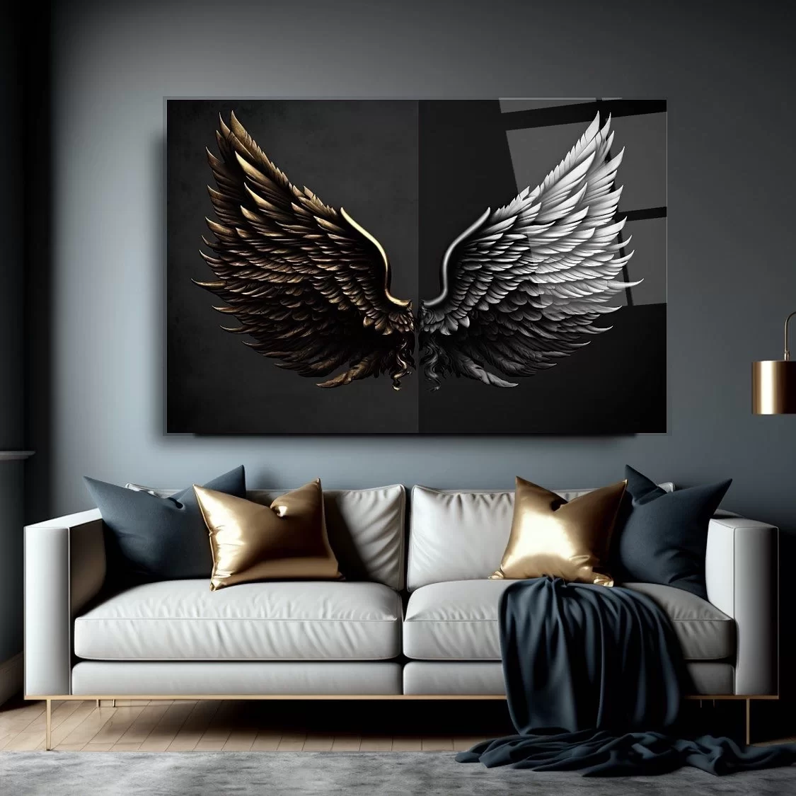 Copper Silver Wing Glass Painting