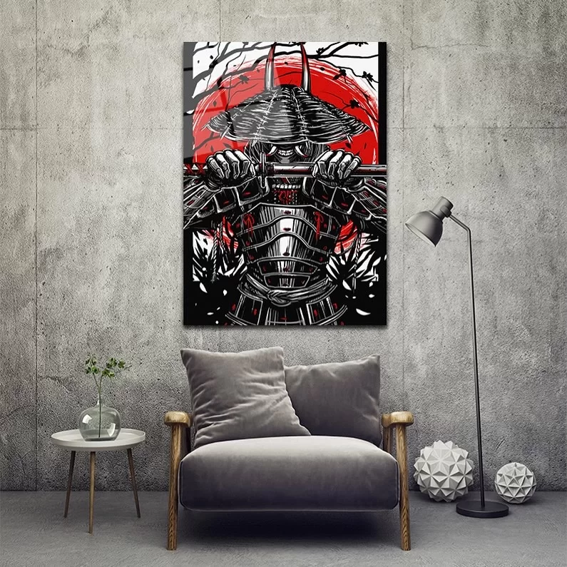 Bamboo Samurai Glass Painting