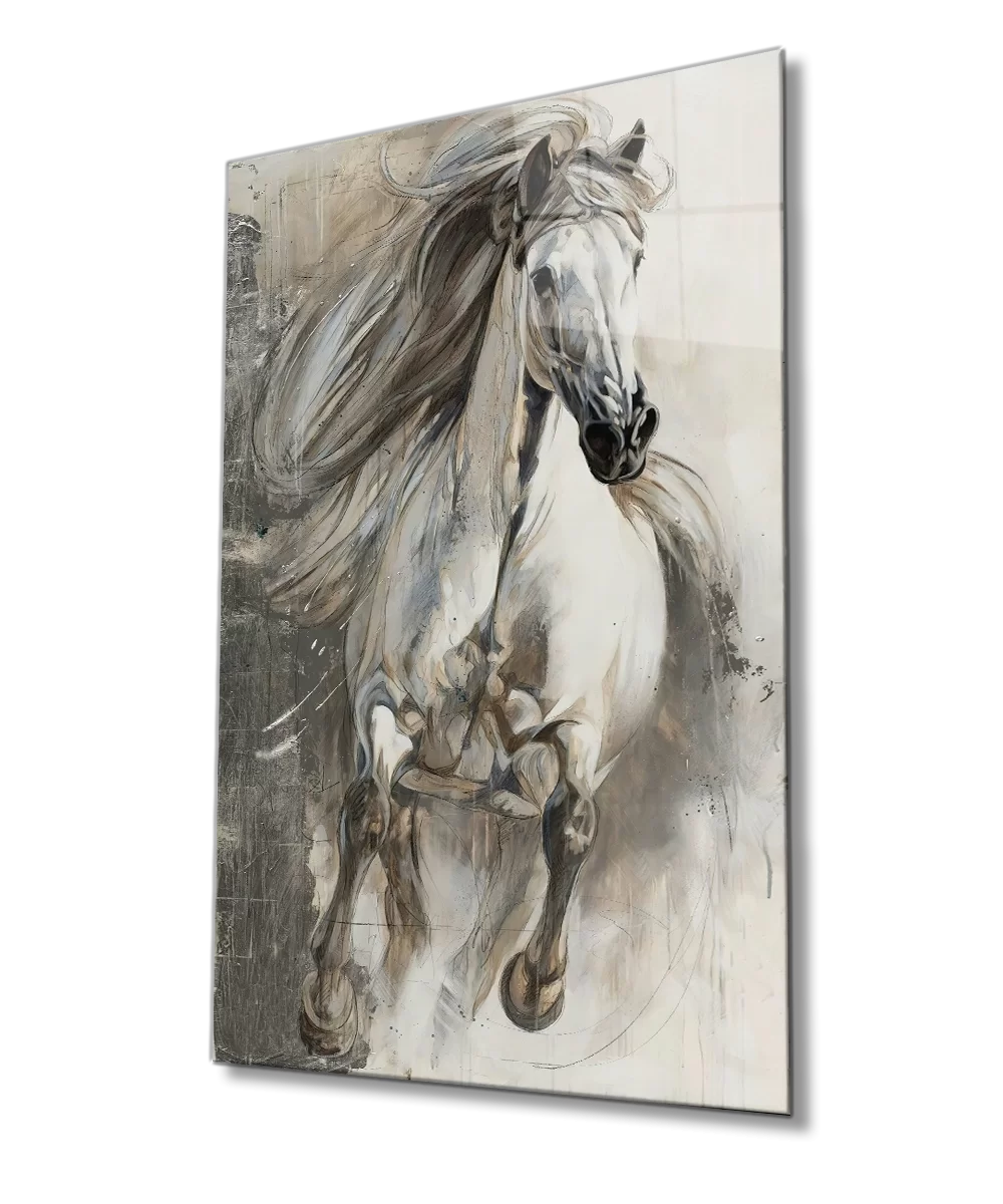 White Horse Glass Painting, White Horse