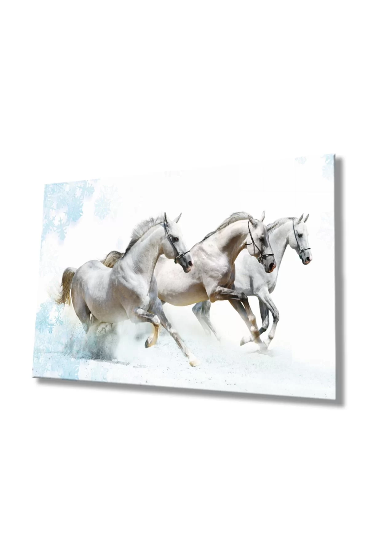 White Horses Animals Glass Painting, Home And Office Wall Decoration,