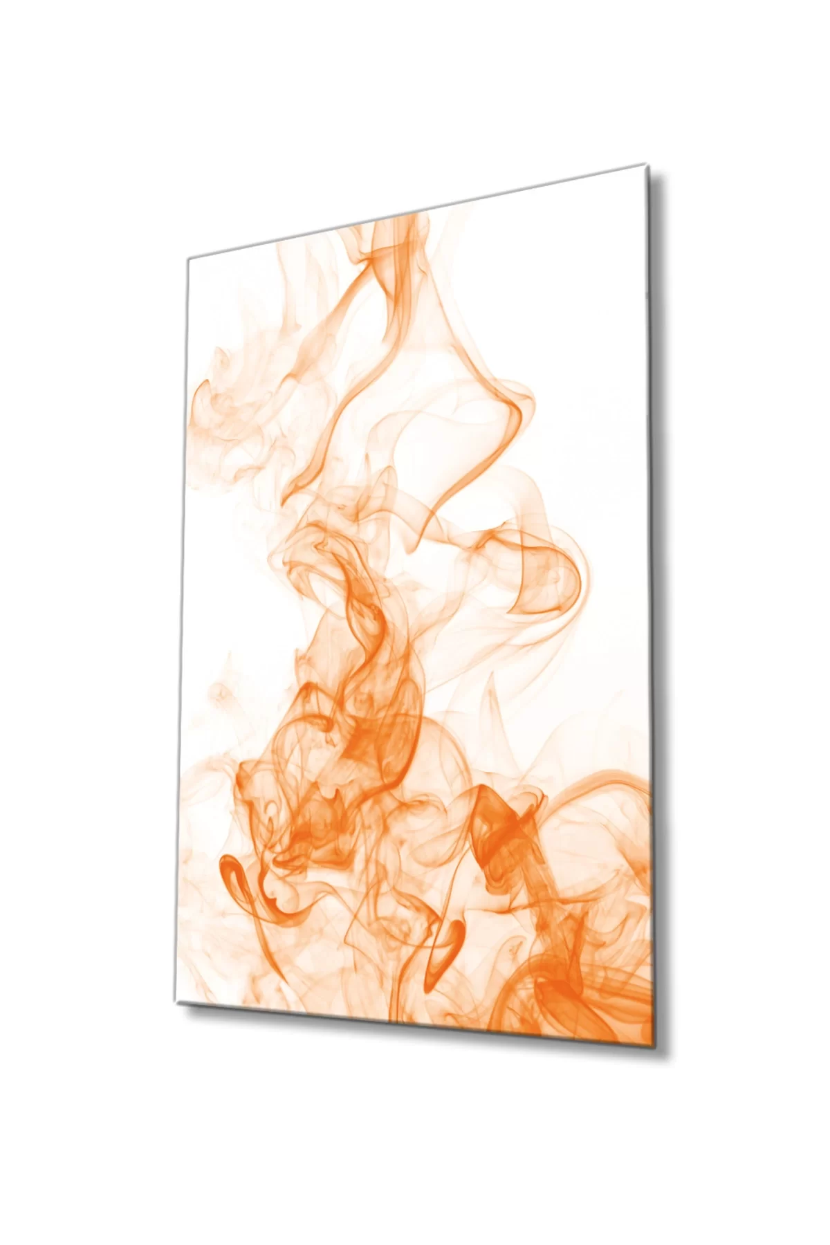 Orange Smoke Glass Painting on White, Home and Office Wall Decoration,