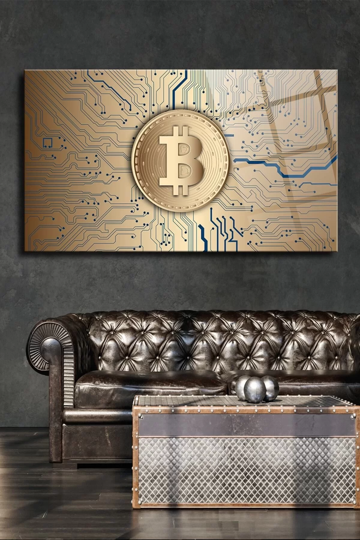 Bitcoin Glass Painting, Office Wall Decoration Products, Home Decoration,