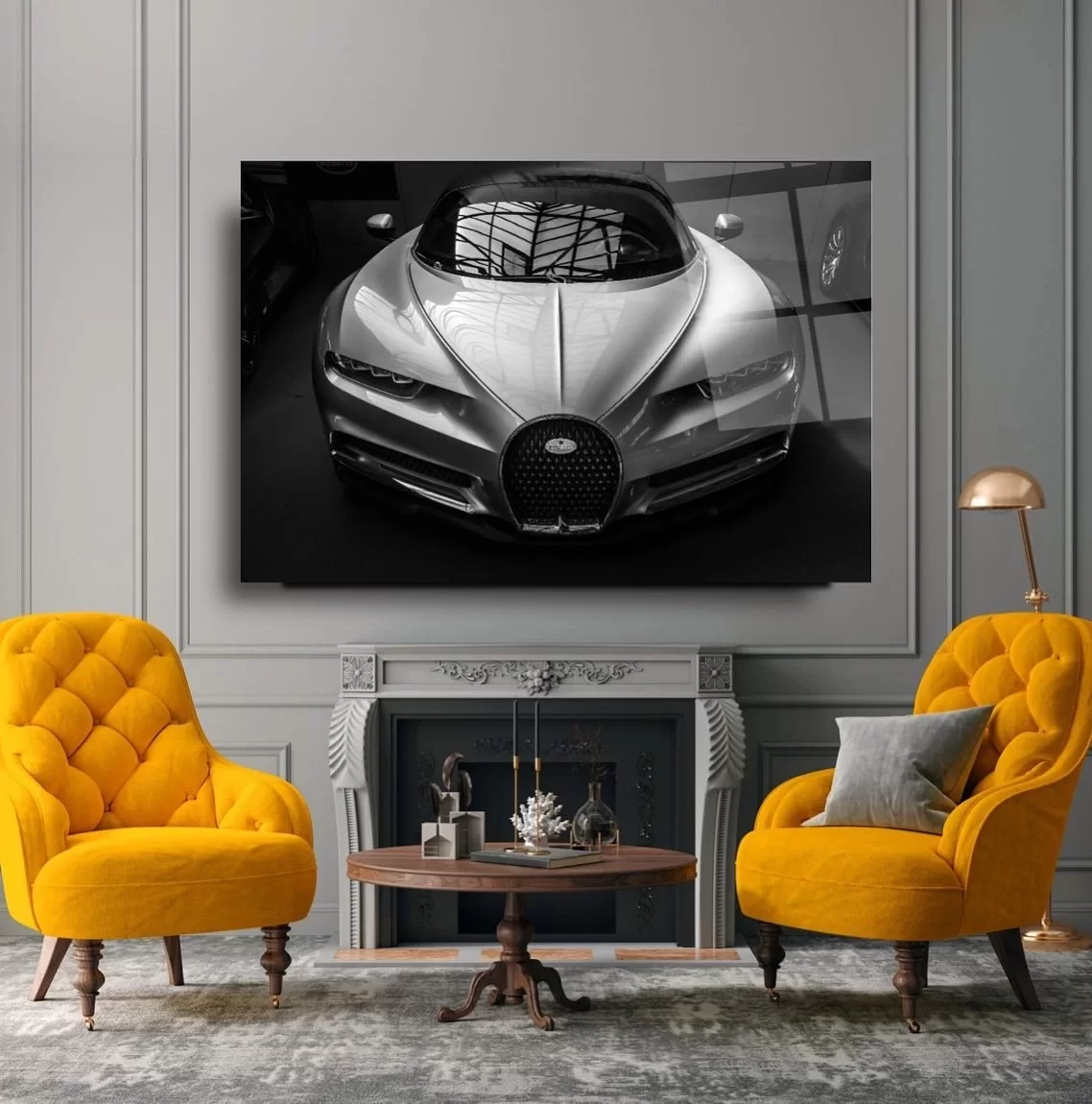 Bugatti Luxury Car Glass Painting