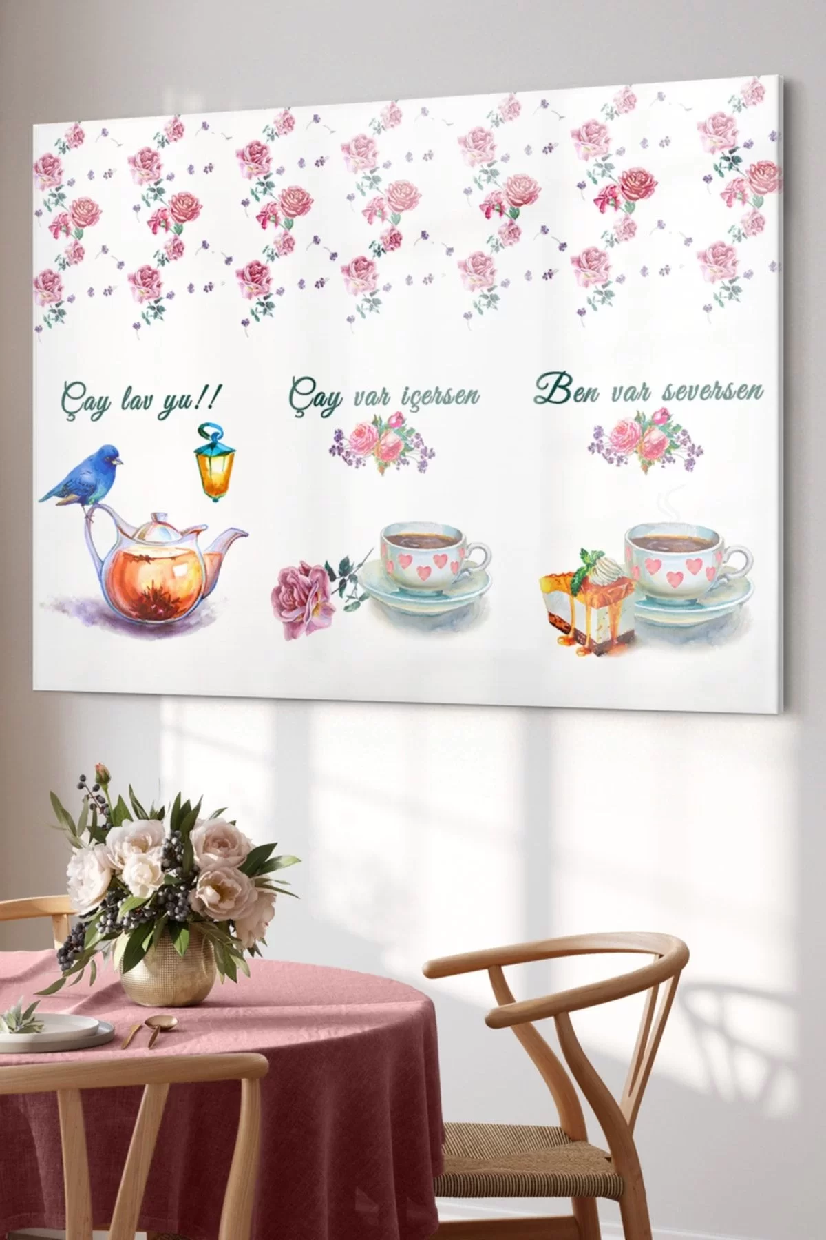 Tea Time Çaylavyu| Kitchen Themed Glass Table | 50x70cm