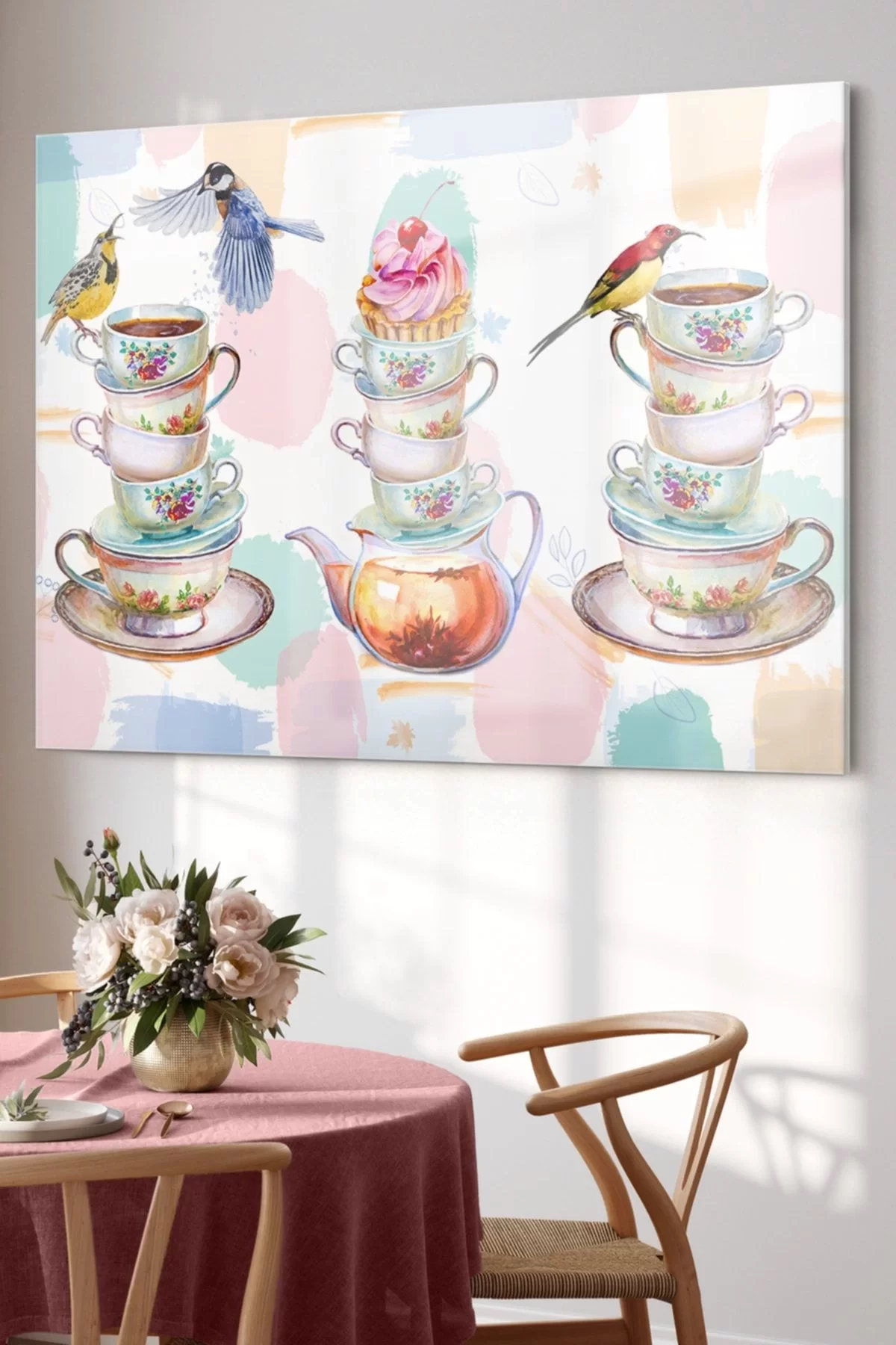 Tea Time | Kitchen Themed Glass Table | 50x70cm