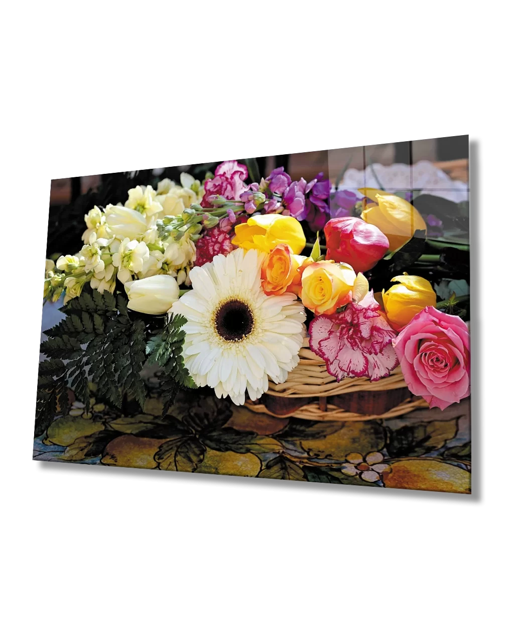 Flowers Glass Table Colorful Flowers Table