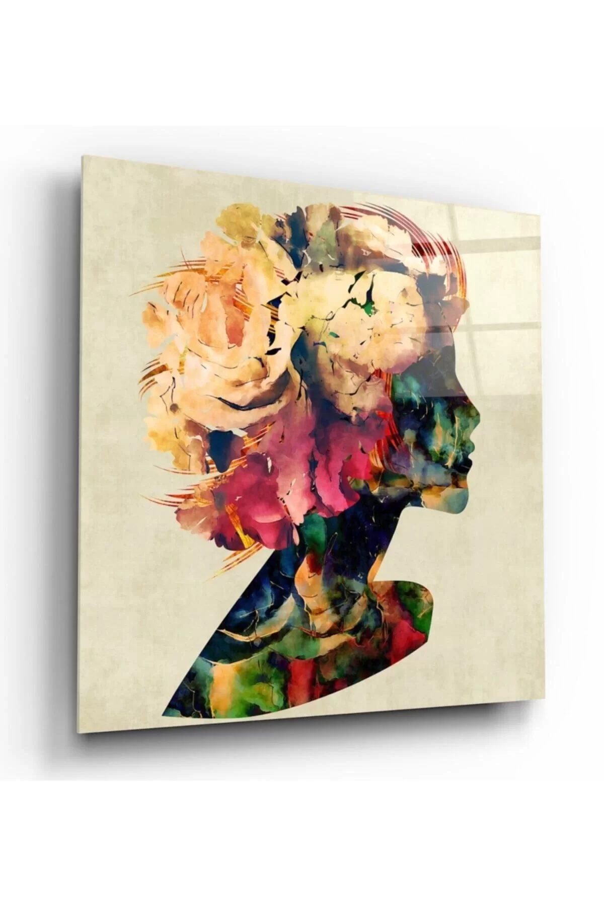 Woman Glass Painting with Flowers