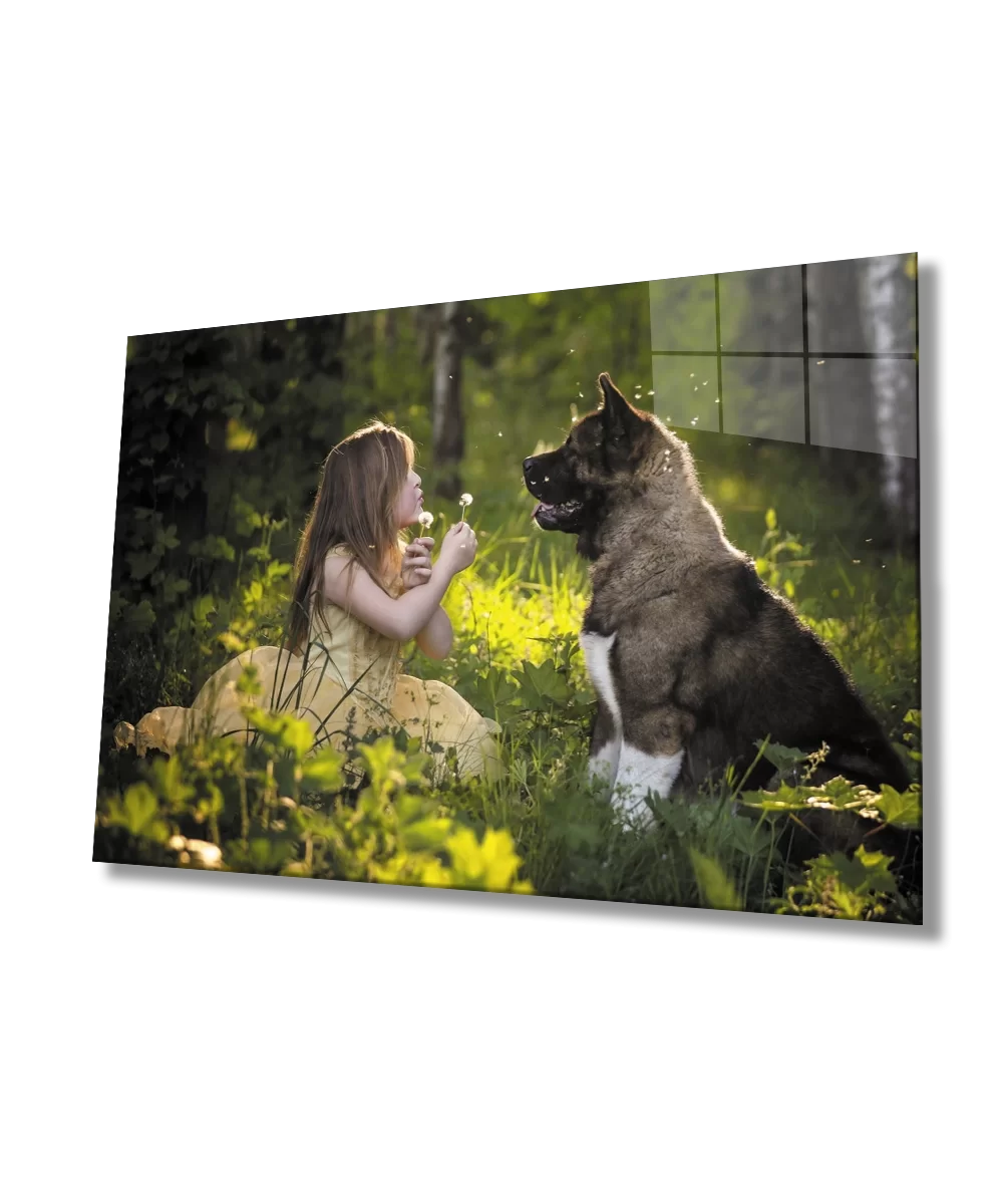 Child and Dog Glass Painting