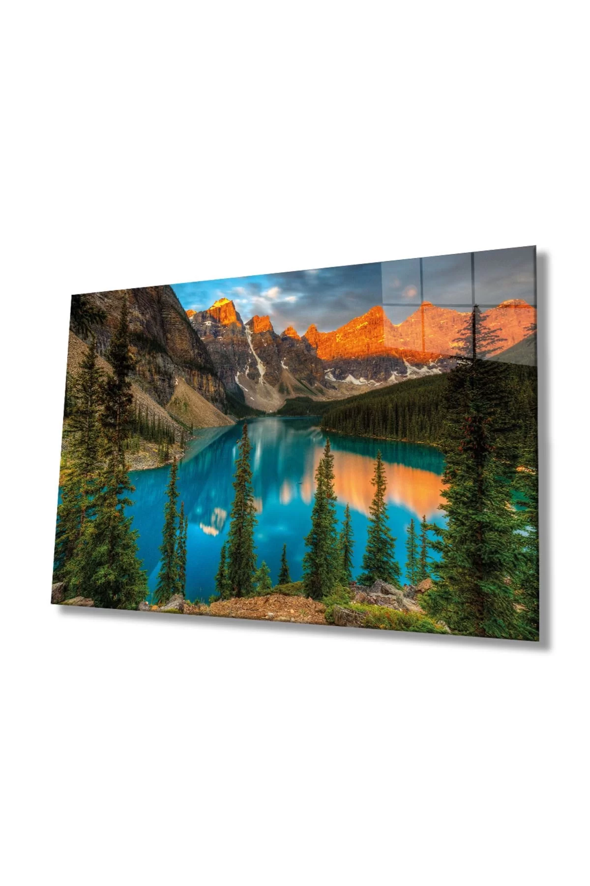 Mountain Reflection Landscape Glass Painting, Home And Office Wall Decoration,