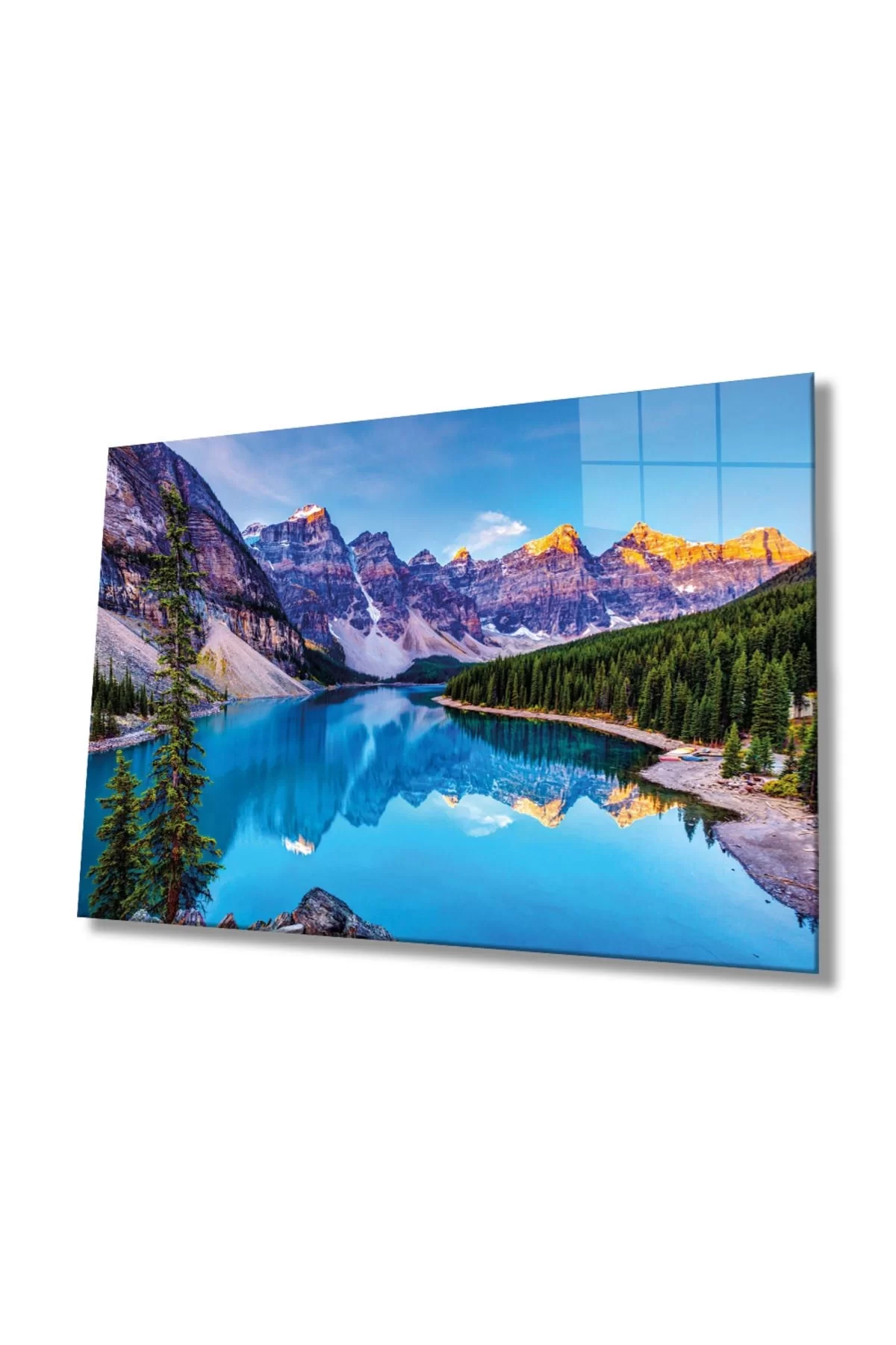 Mountain Reflection Landscape Glass Painting, Home And Office Wall Decoration,