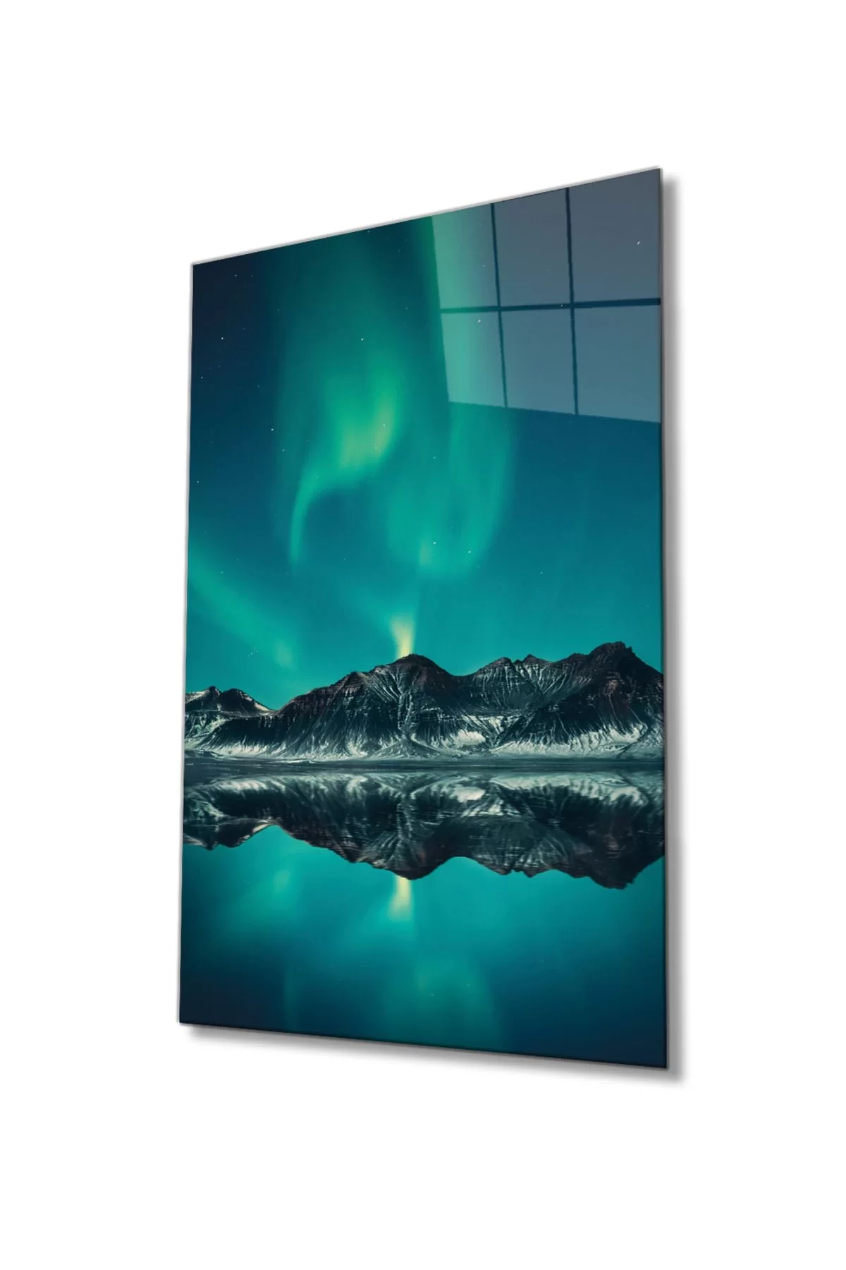 Mountain Reflection Landscape Glass Painting, Home And Office Wall Decoration,