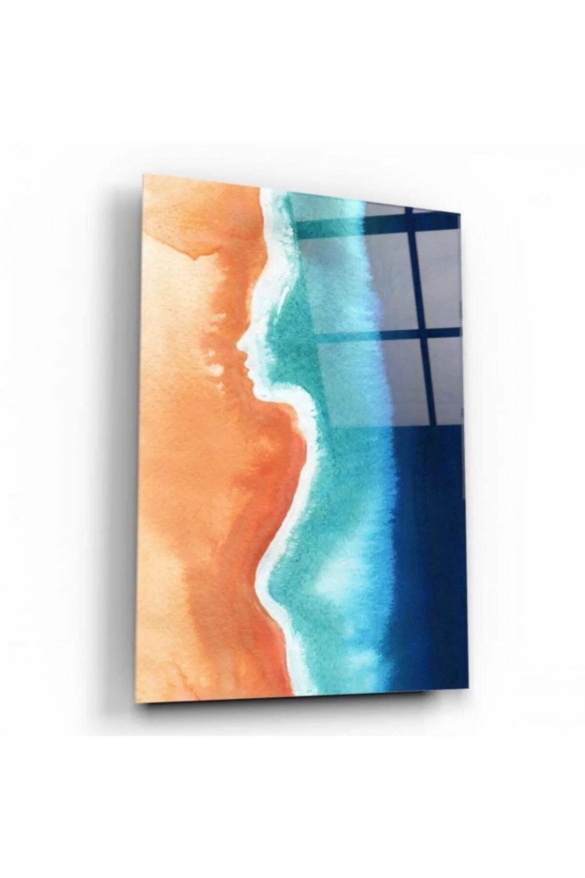 Waves And Woman Patterned Glass Painting