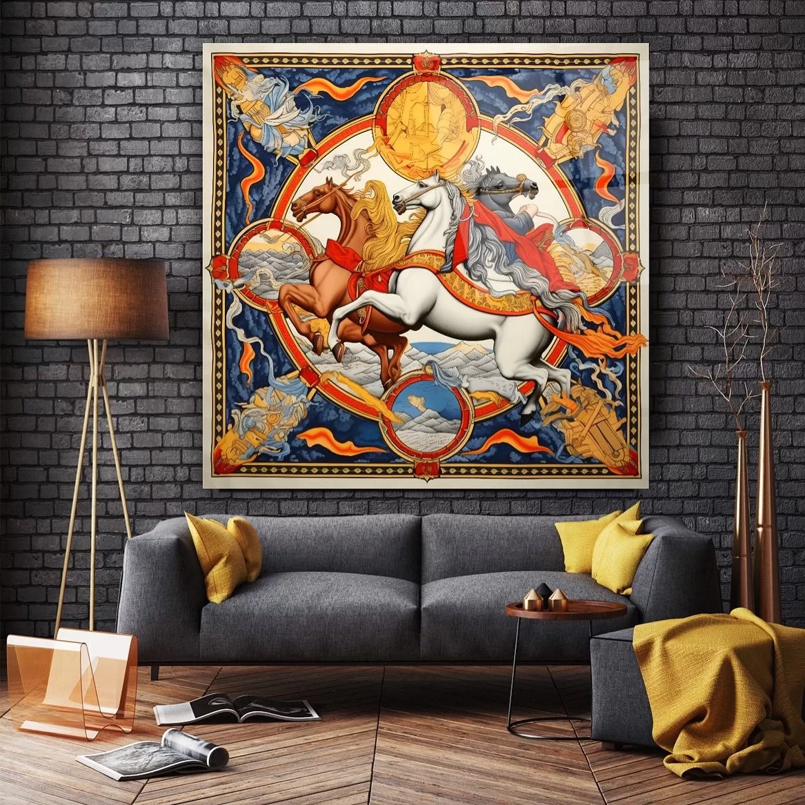 Decorative Prancing Horse Artistic Glass Painting