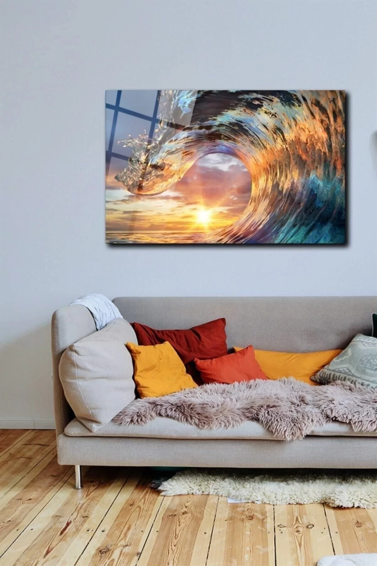 Sea Wave Glass Painting Wall Decoration