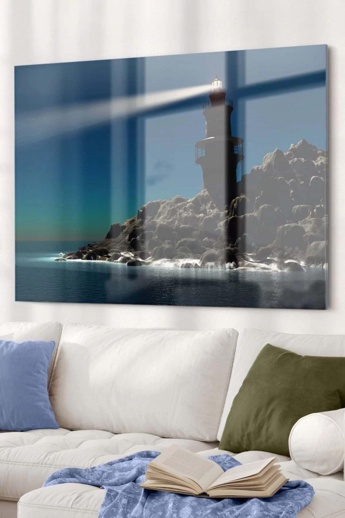 Lighthouse | Landscape Themed Glass Painting | 50x70cm