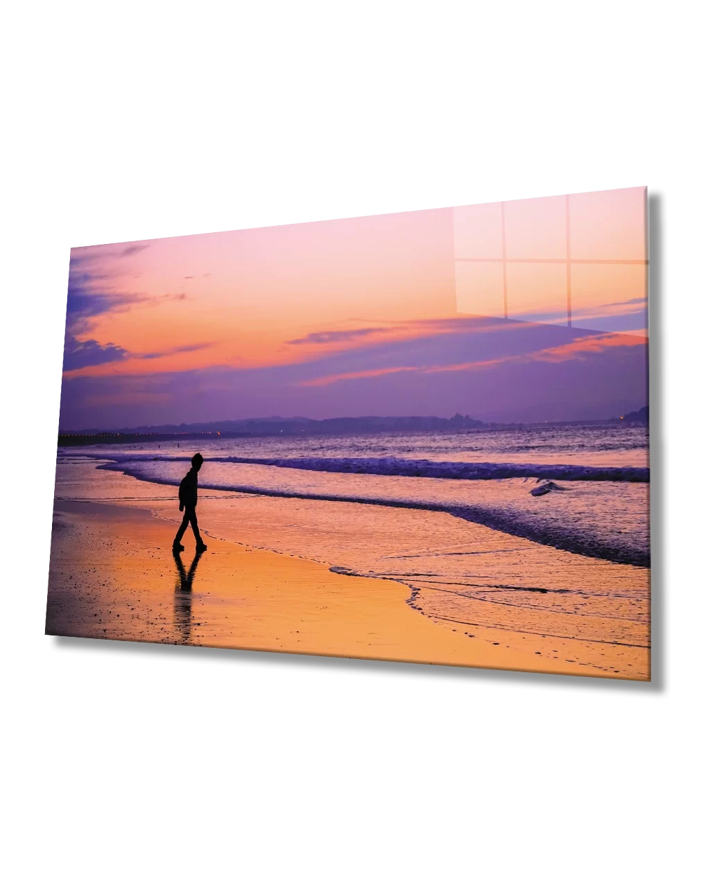 Sea Beach Child Sunset Glass Painting