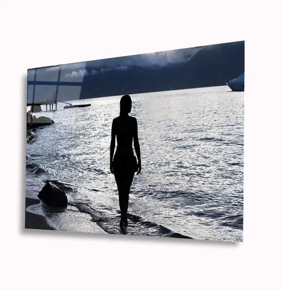 Sea and Woman Glass Painting