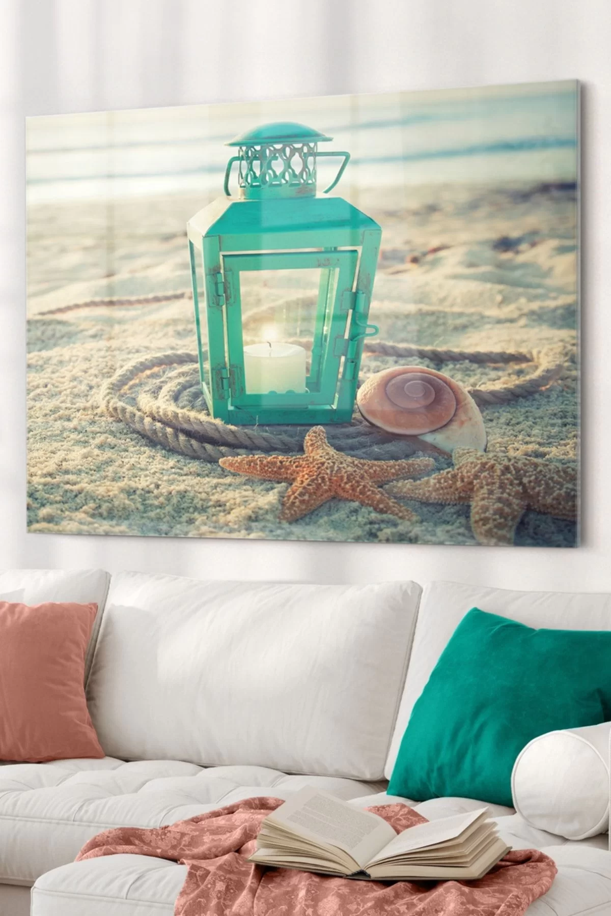 Starfish And Candle Holder | Nature Themed Glass Painting | 50x70cm