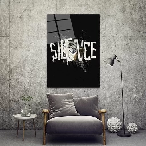 Dollar Black Background Glass Painting