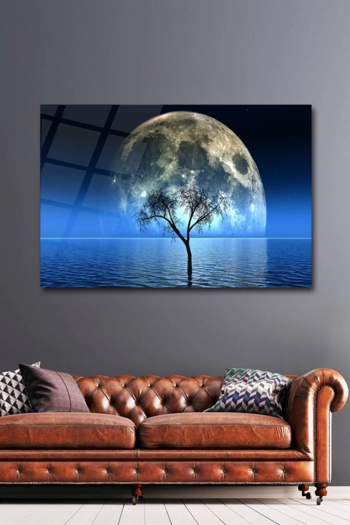 Full Moon Glass Painting Wall Decoration, Home Decoration, Wall Painting, Home Gift