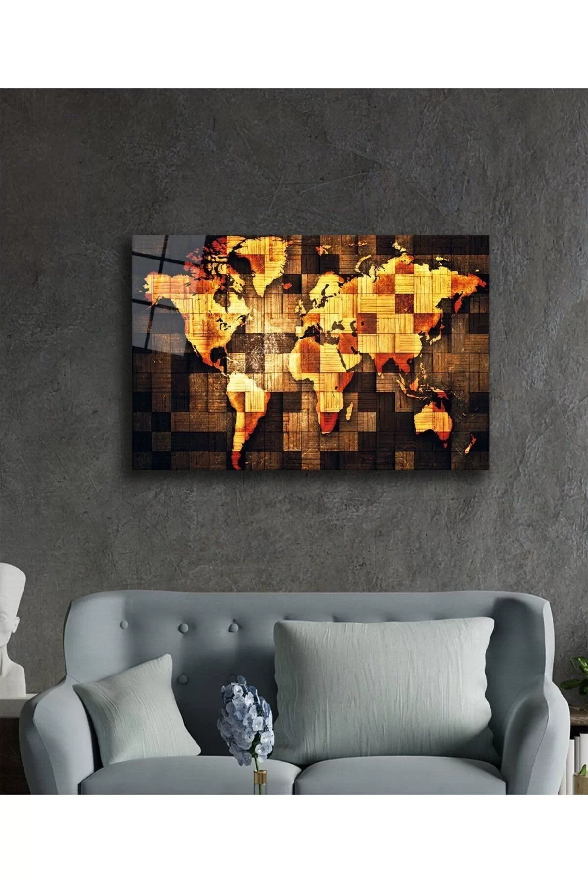 World Map Glass Painting